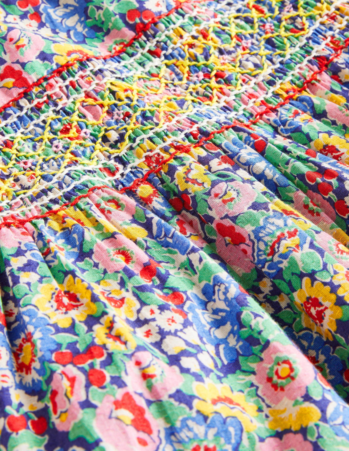 Long-sleeved Smock Dress-Multi Floral-3