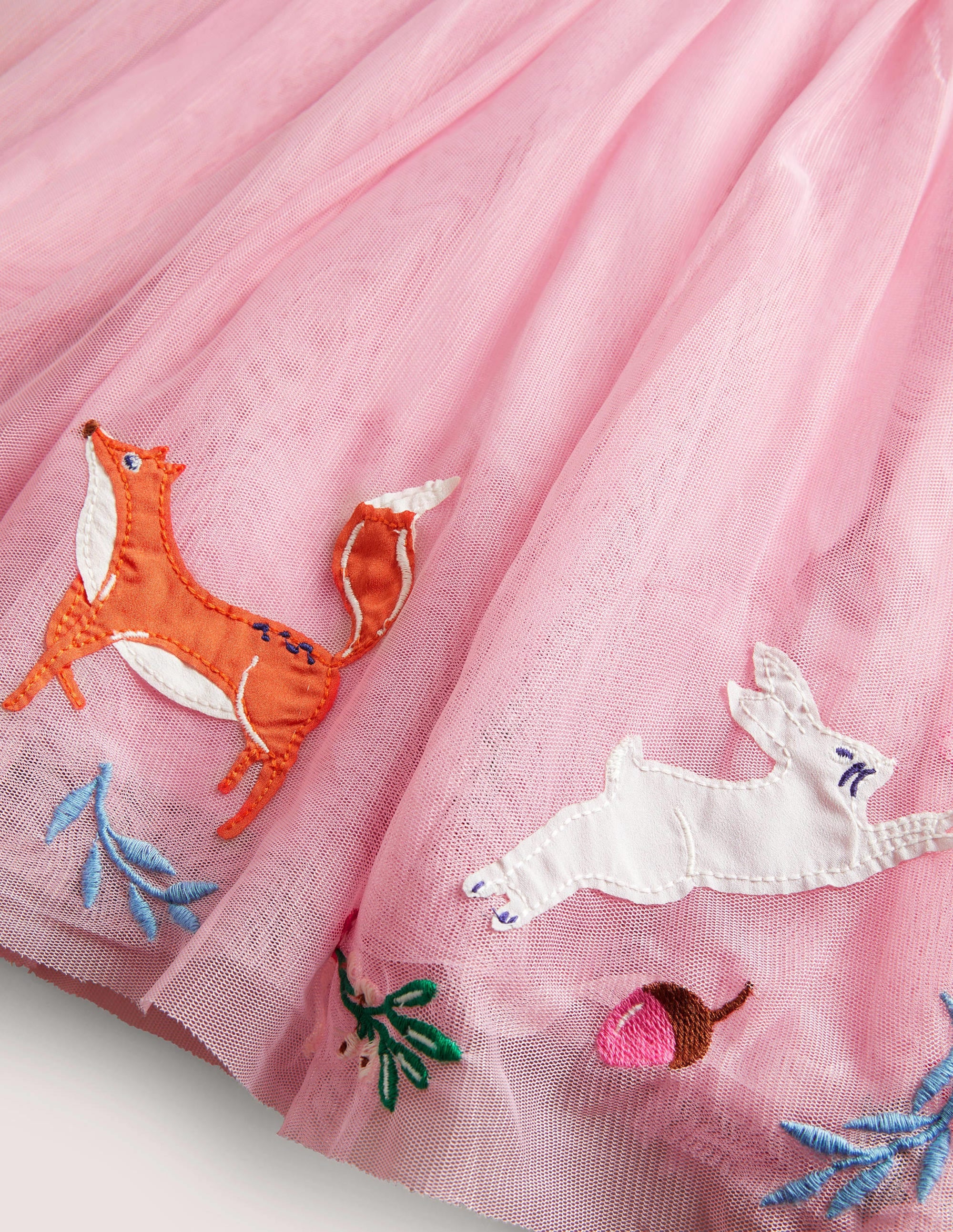 Pink Velvet Bodice Tulle Christmas Party Dress-Cameo Pink Woodland Animals - Image 3