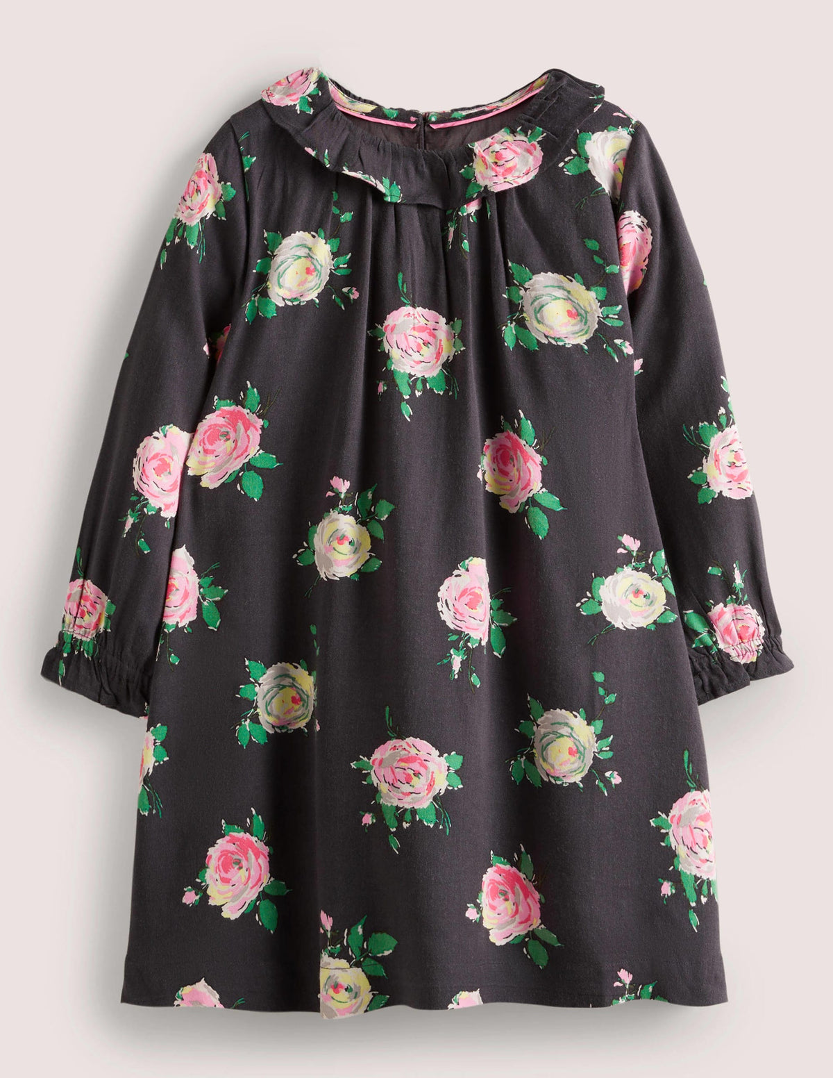 Woven Printed Dress-Soot Grey Rose-1