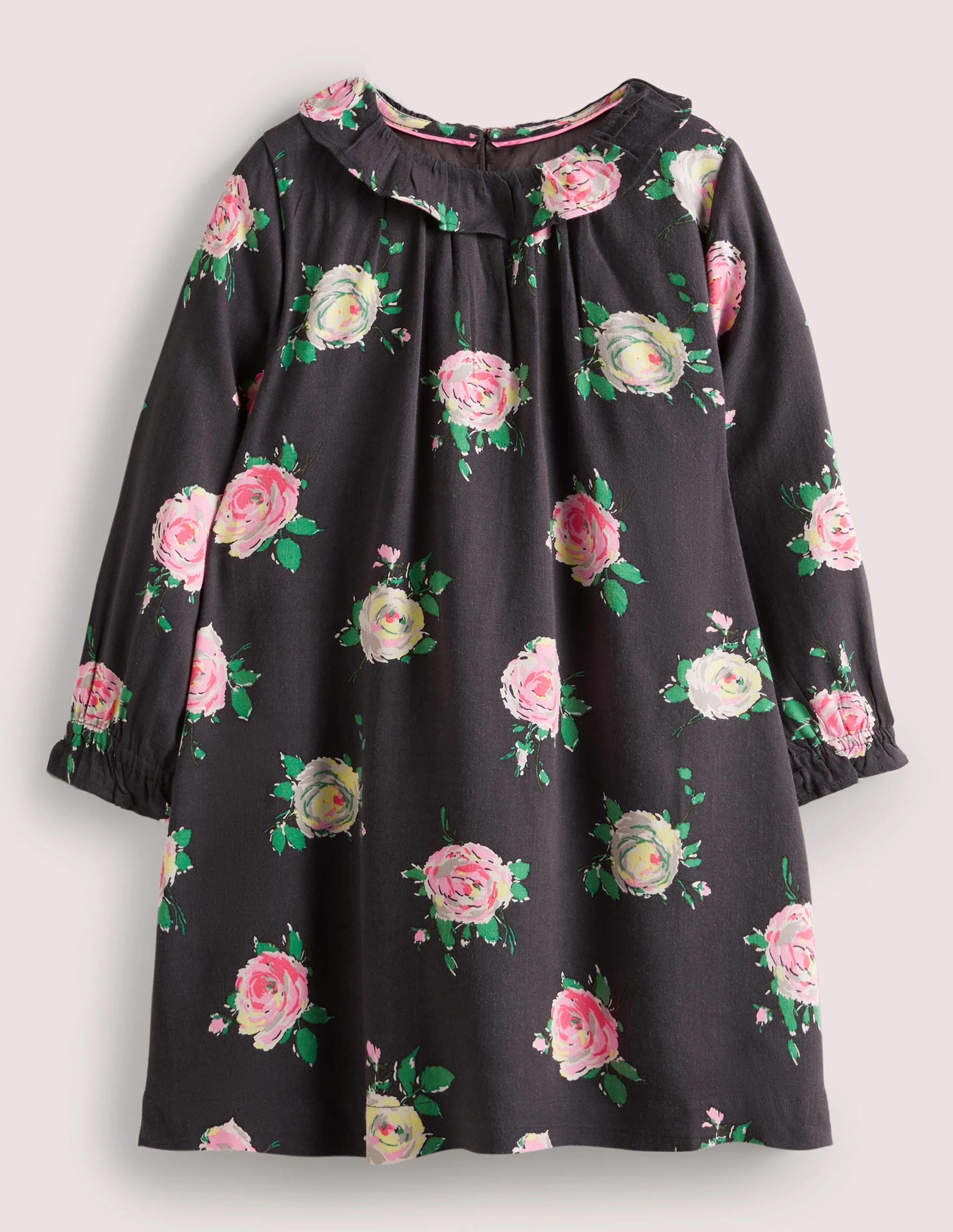 Woven Printed Dress-Soot Grey Rose - Image 1