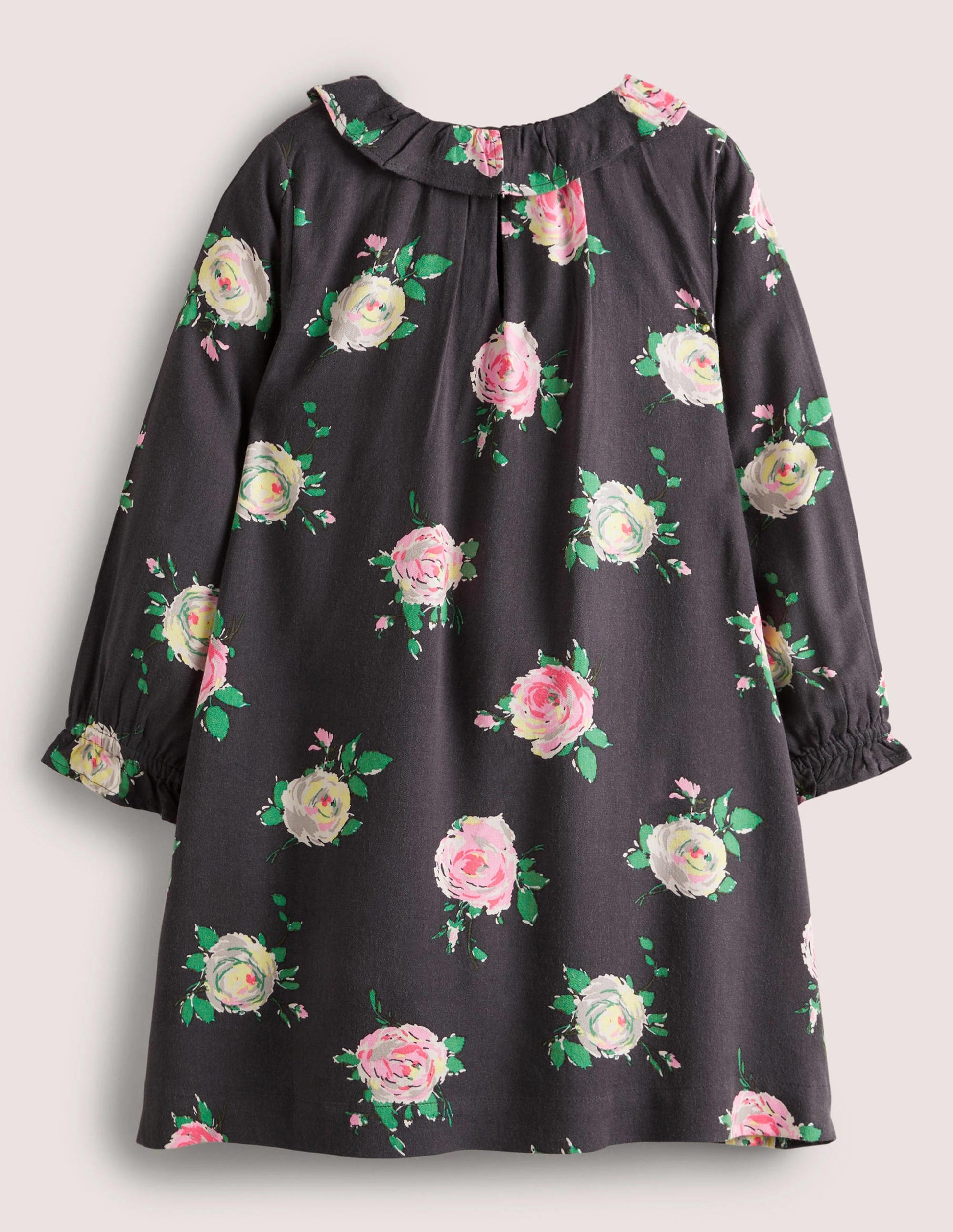 Woven Printed Dress-Soot Grey Rose-2