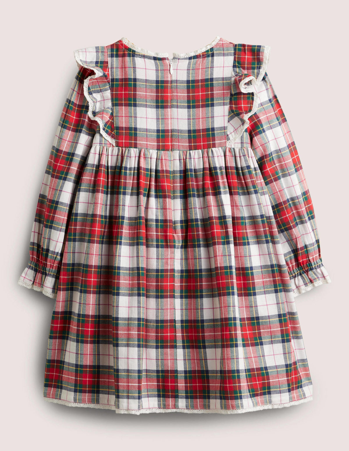 Woven Printed Dress-Ivory/Red Check-2
