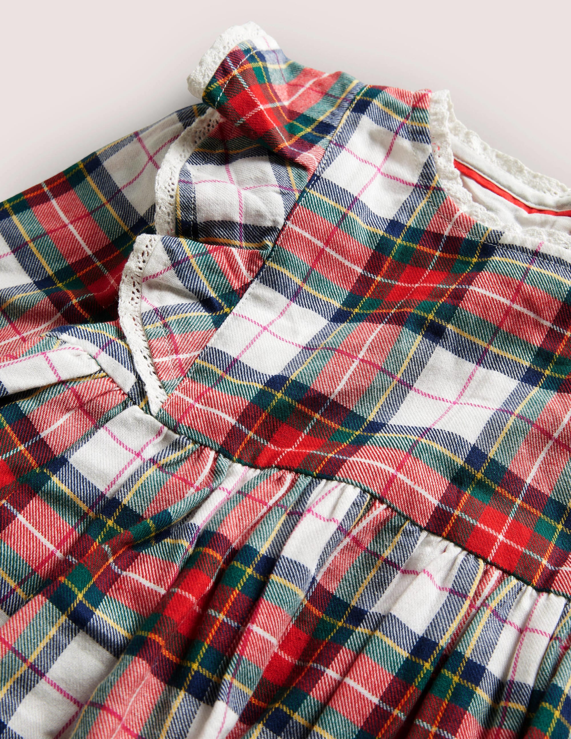 Woven Printed Dress-Ivory/Red Check - Image 3