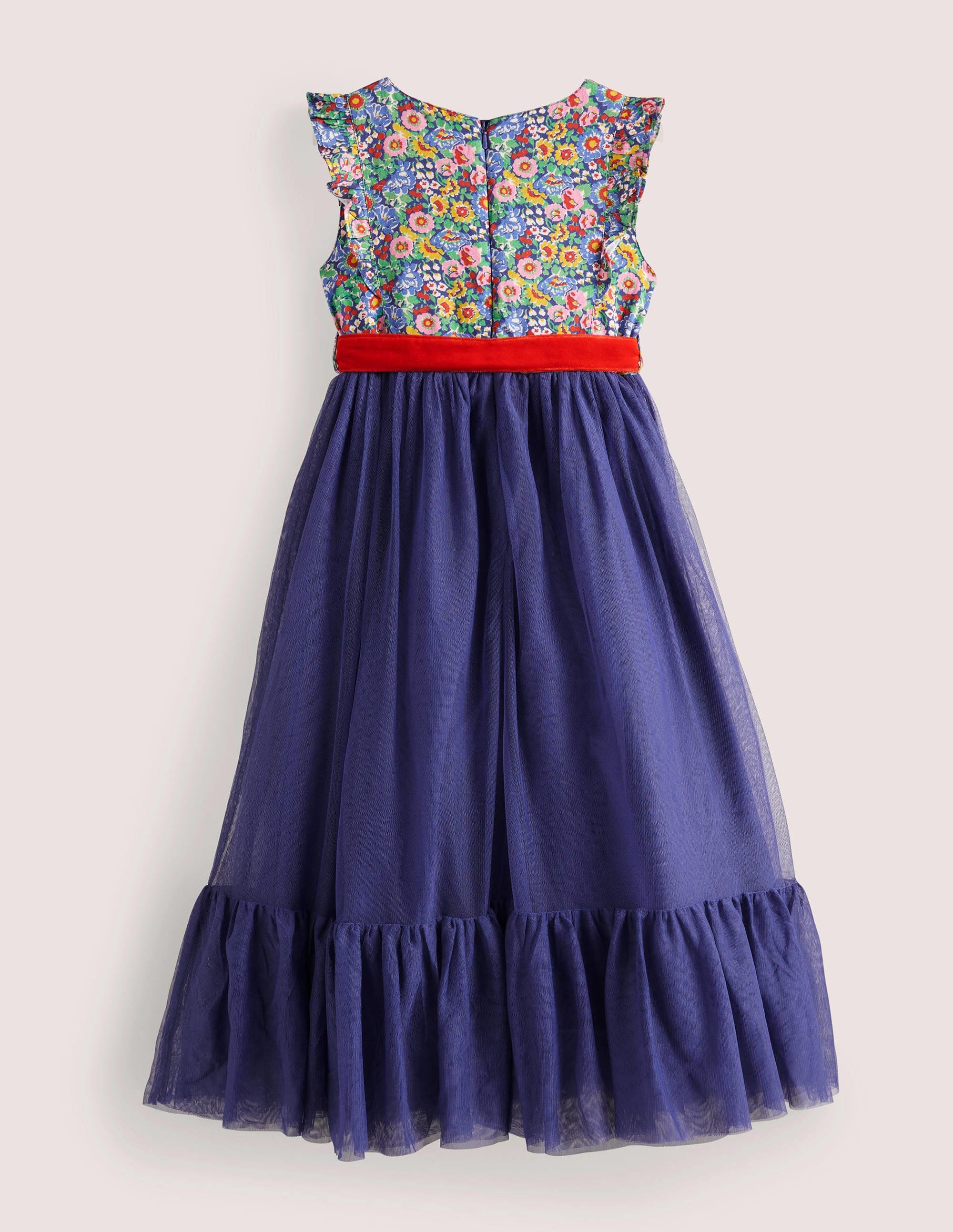 Woven Tulle Party Dress-Navy Multi Floral - Image 2