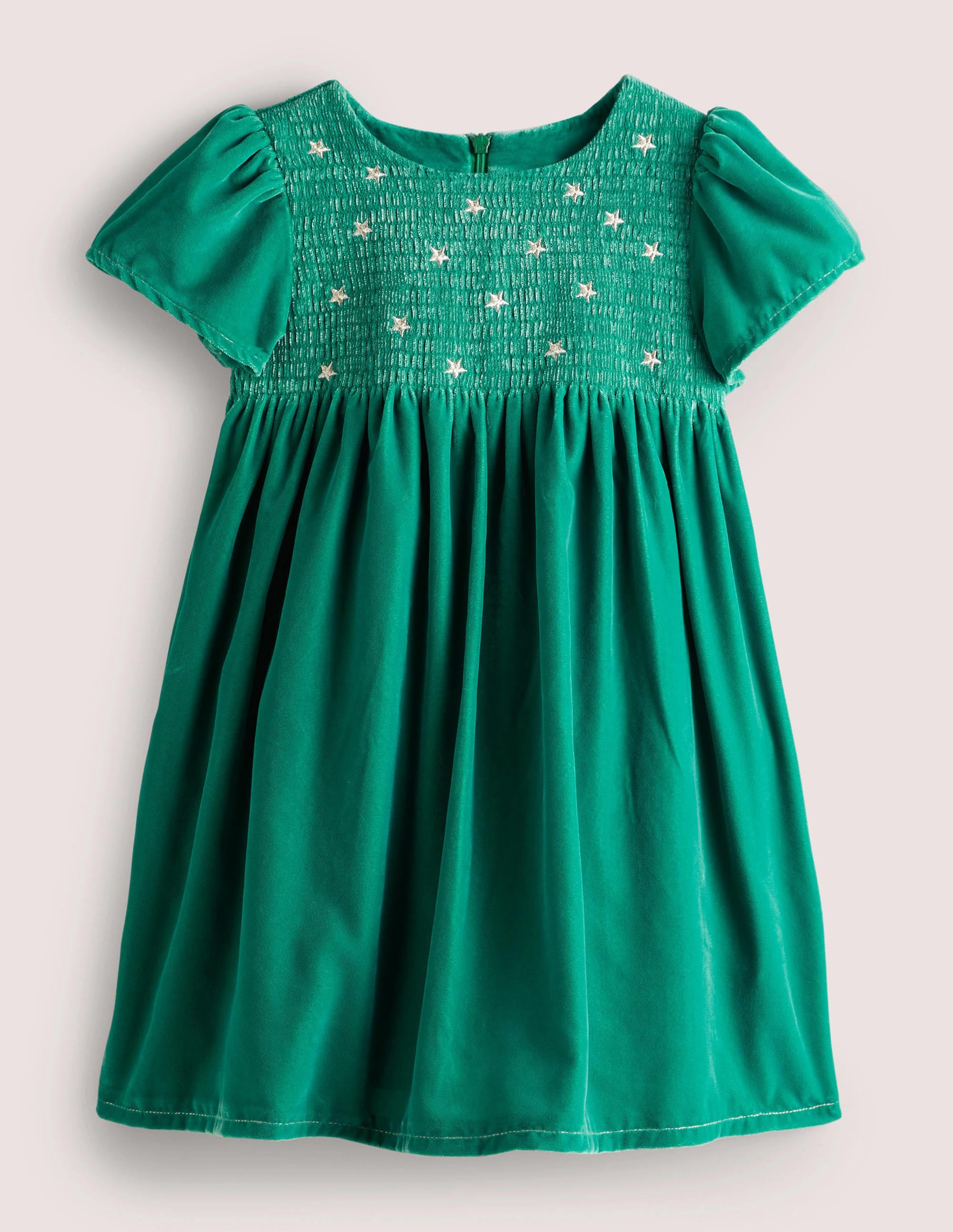 Velvet Smock Party Dress-Shady Glade Green - Image 1