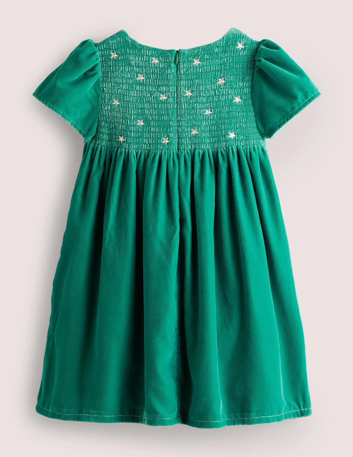 Velvet Smock Party Dress-Shady Glade Green-2