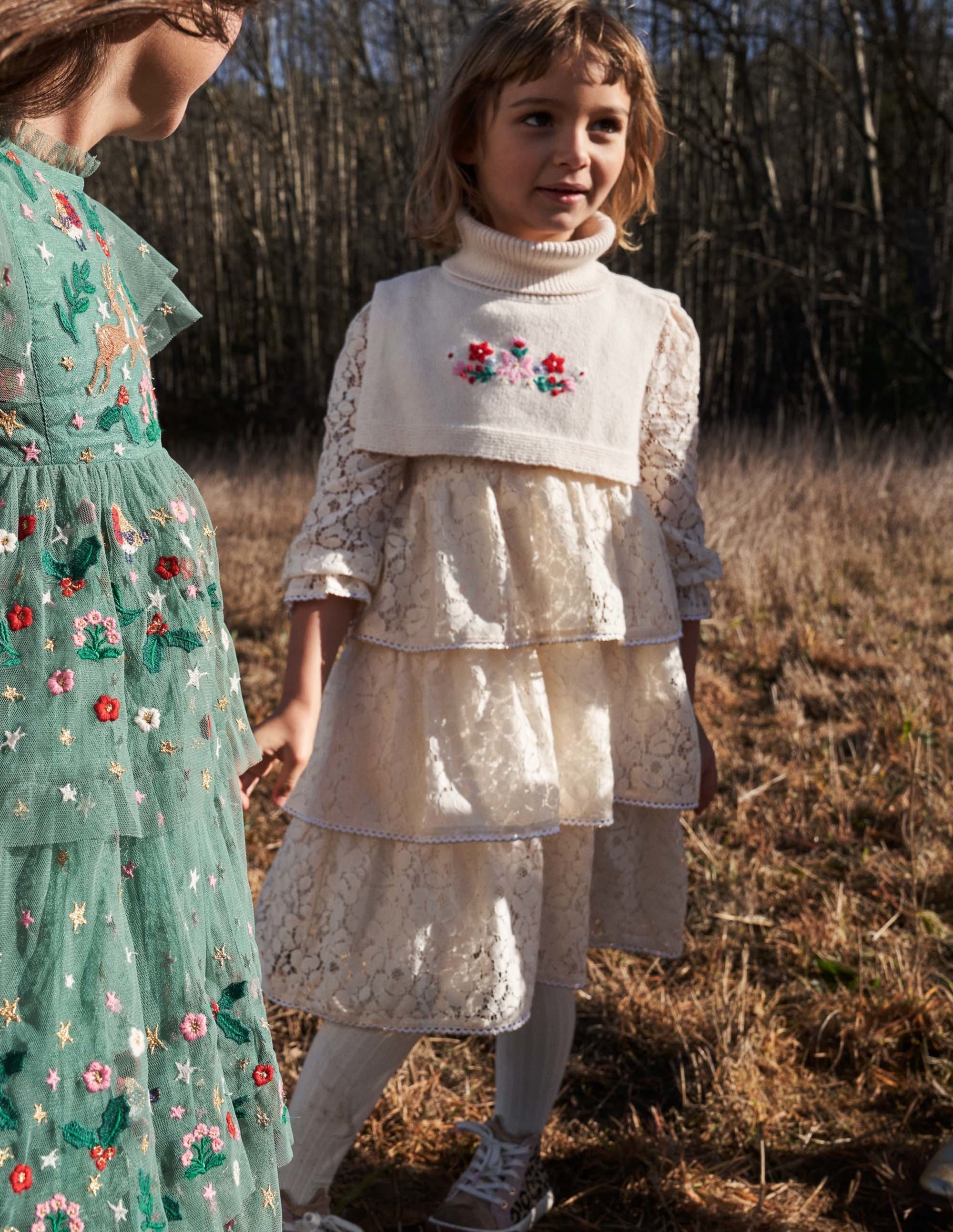 Lace Tiered Party Dress-Vanilla Pod - Image 5