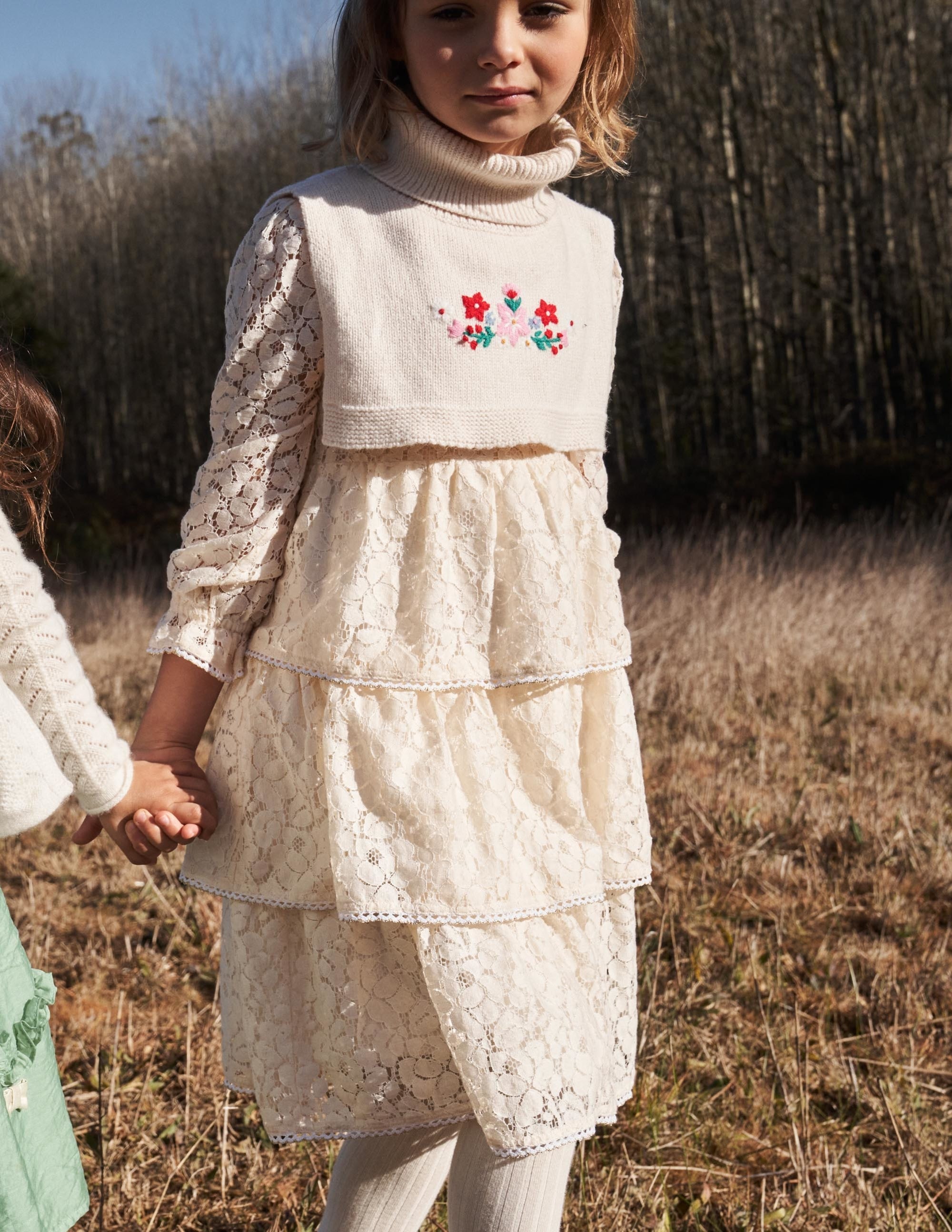 Lace Tiered Party Dress-Vanilla Pod - Image 6