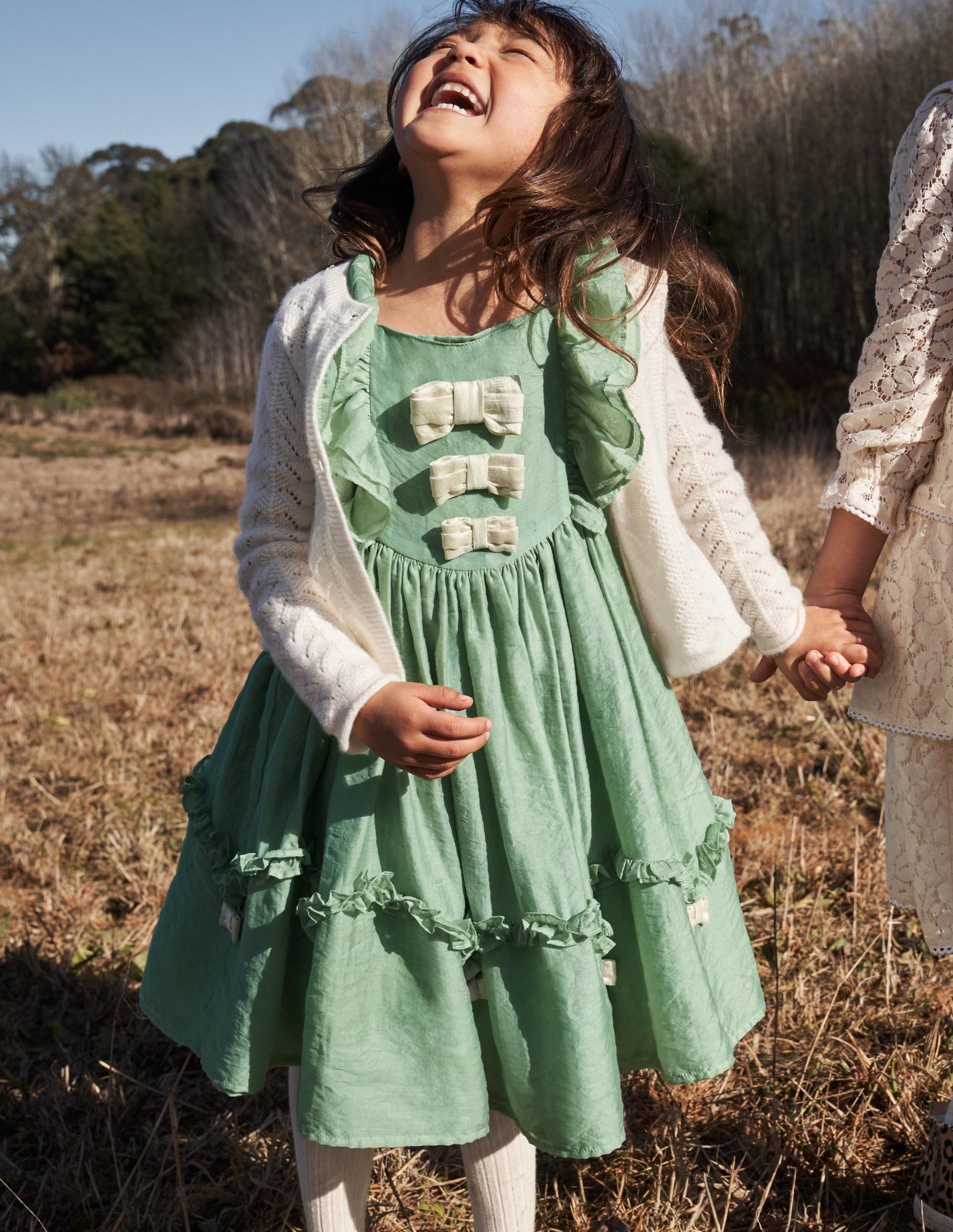 Green Organza Bow Party Dress-Csarite Green Gold Bows - Image 6
