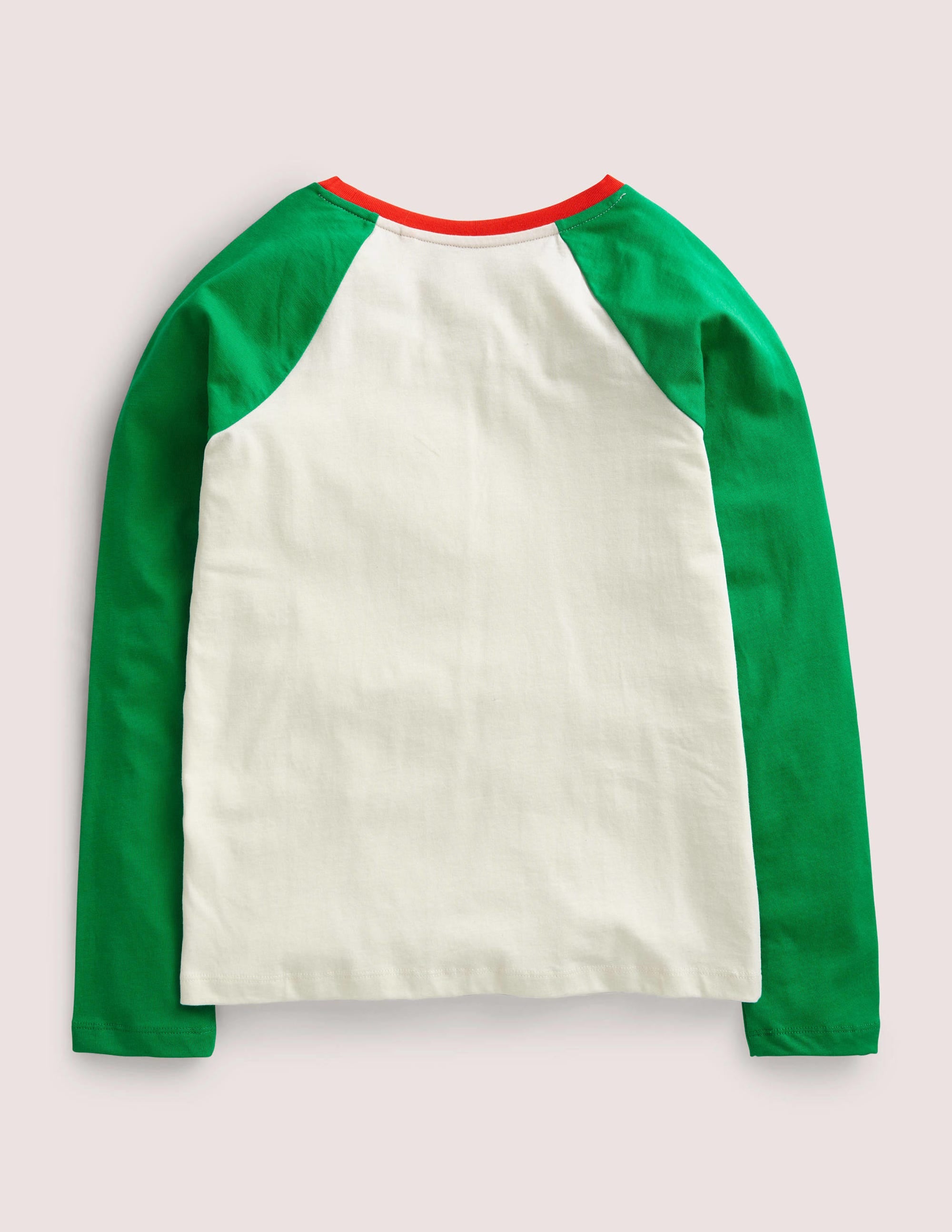 Raglan Festive Printed T-shirt-Ivory/Highland Green - Image 2