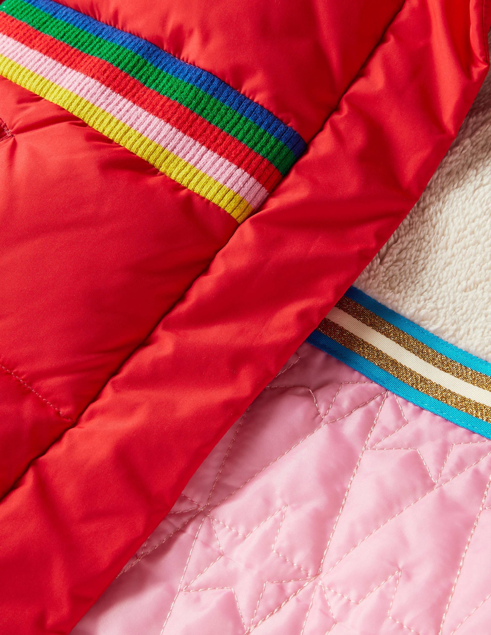 Waisted Puffer Jacket-Strawberry Tart Red Rainbow - Image 3