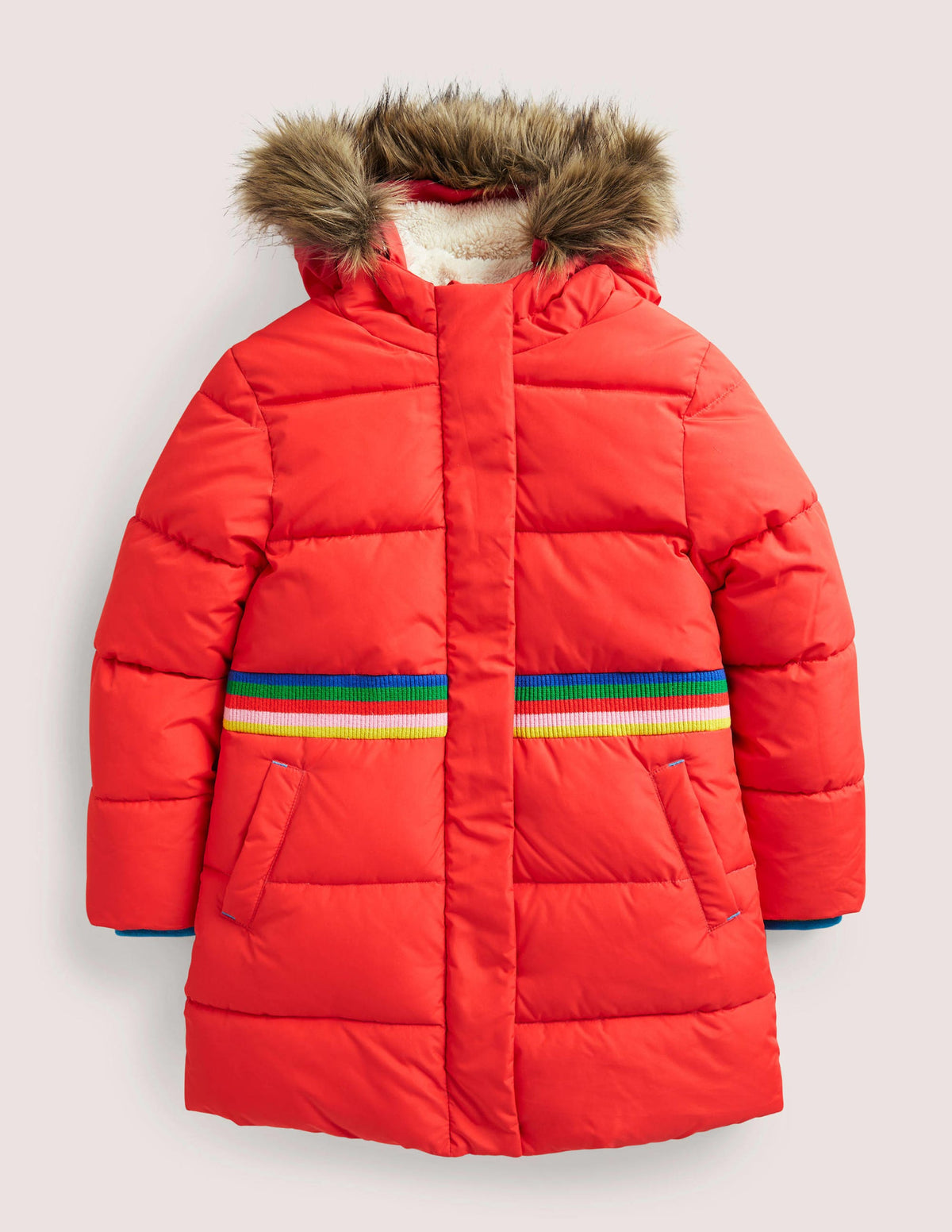 Waisted Puffer Jacket-Strawberry Tart Red Rainbow - Image 1