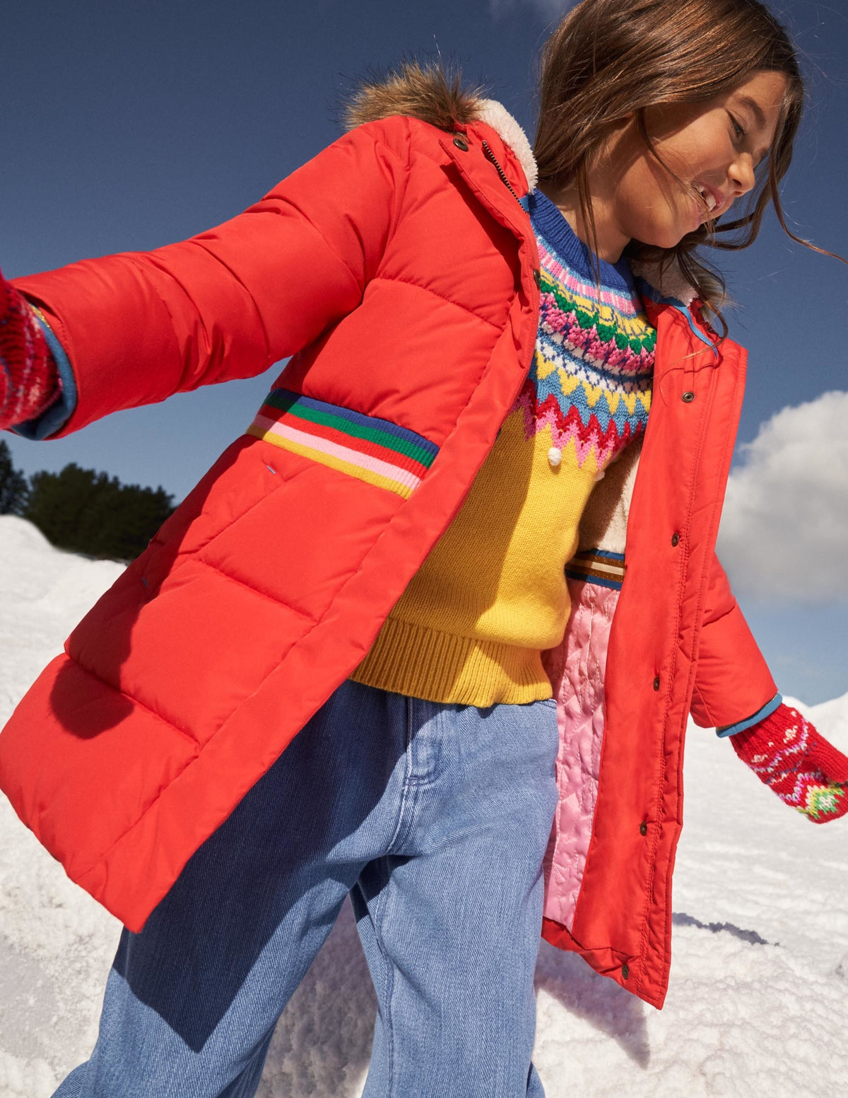 Waisted Puffer Jacket-Strawberry Tart Red Rainbow - Image 5
