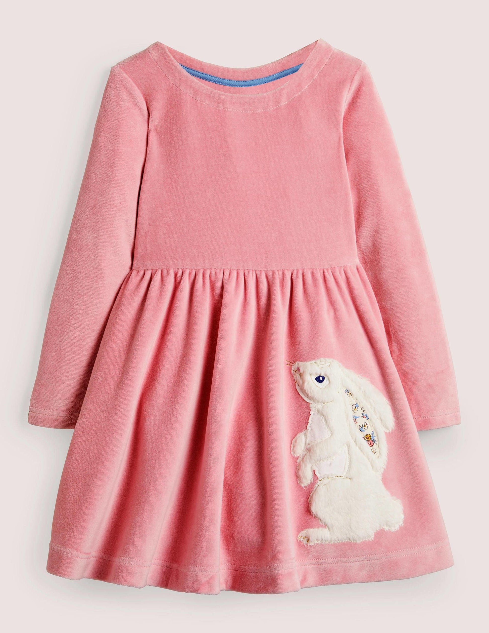 Twirly Velour Appliqué Dress-Cameo Pink Bunny-1