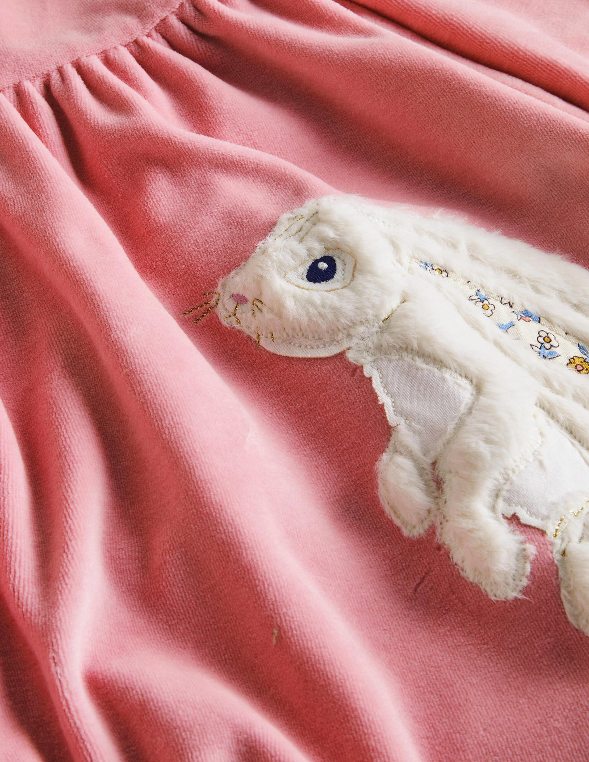 Twirly Velour Appliqué Dress-Cameo Pink Bunny-3