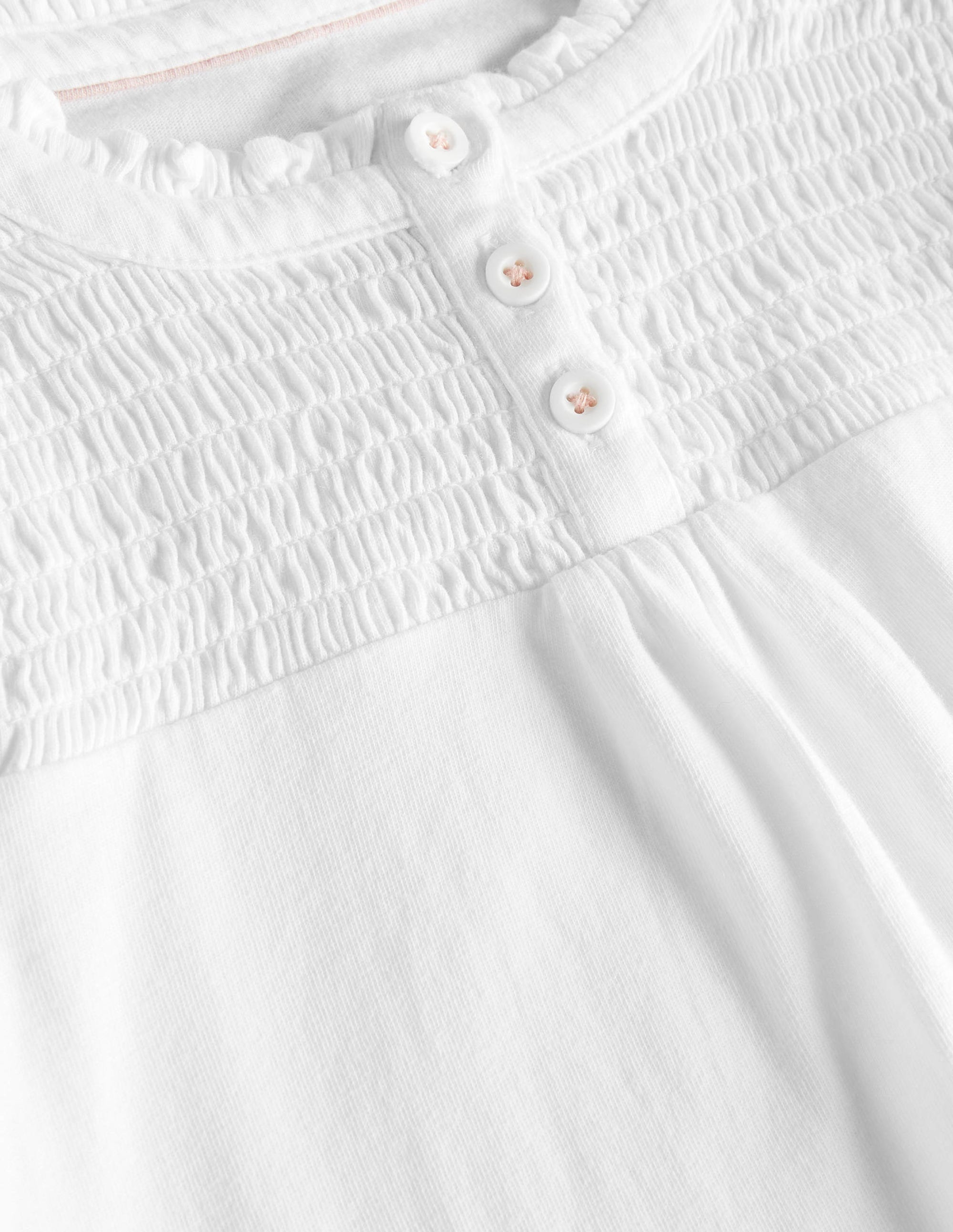 Smocked Placket Top-White - Image 3