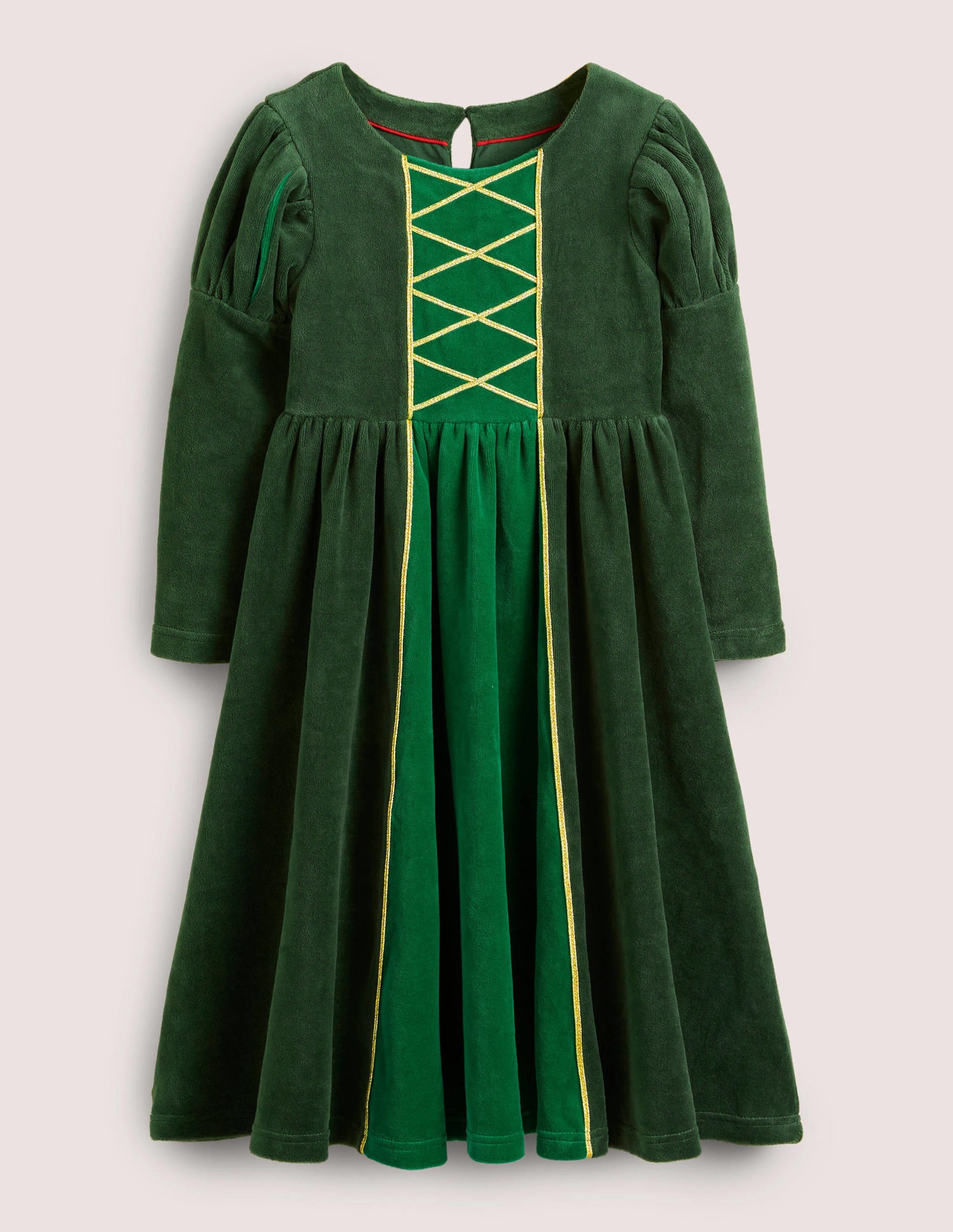 Puff Sleeve Party Dress-Trekking Green - Image 1