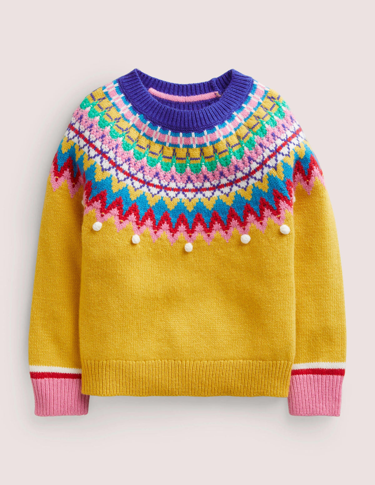 Fun Fair Isle yoke Jumper-Sweetcorn Yellow Fair Isle - Image 1