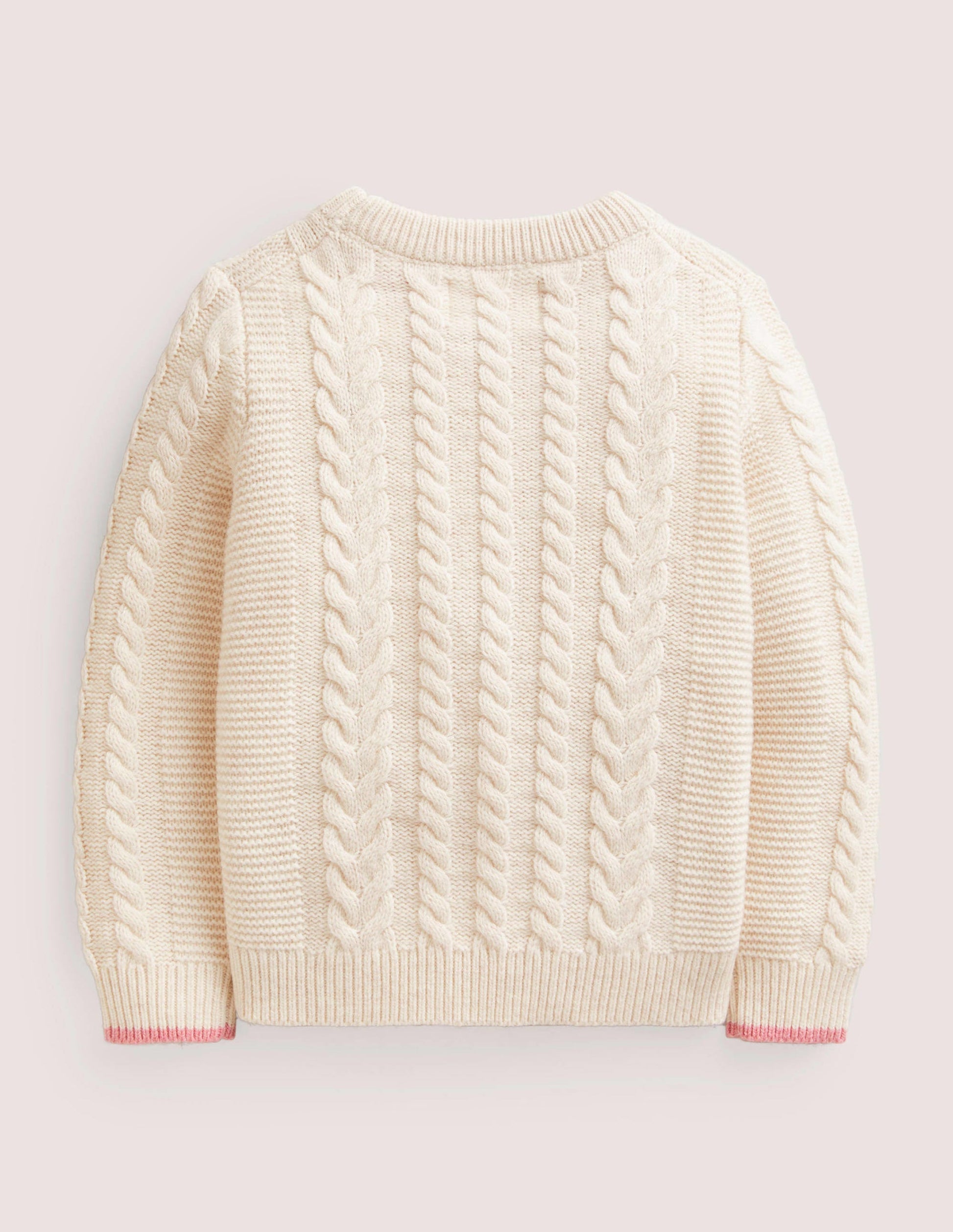 Embroidered Cable Knit Jumper-Ecru Marl Embroidery-2
