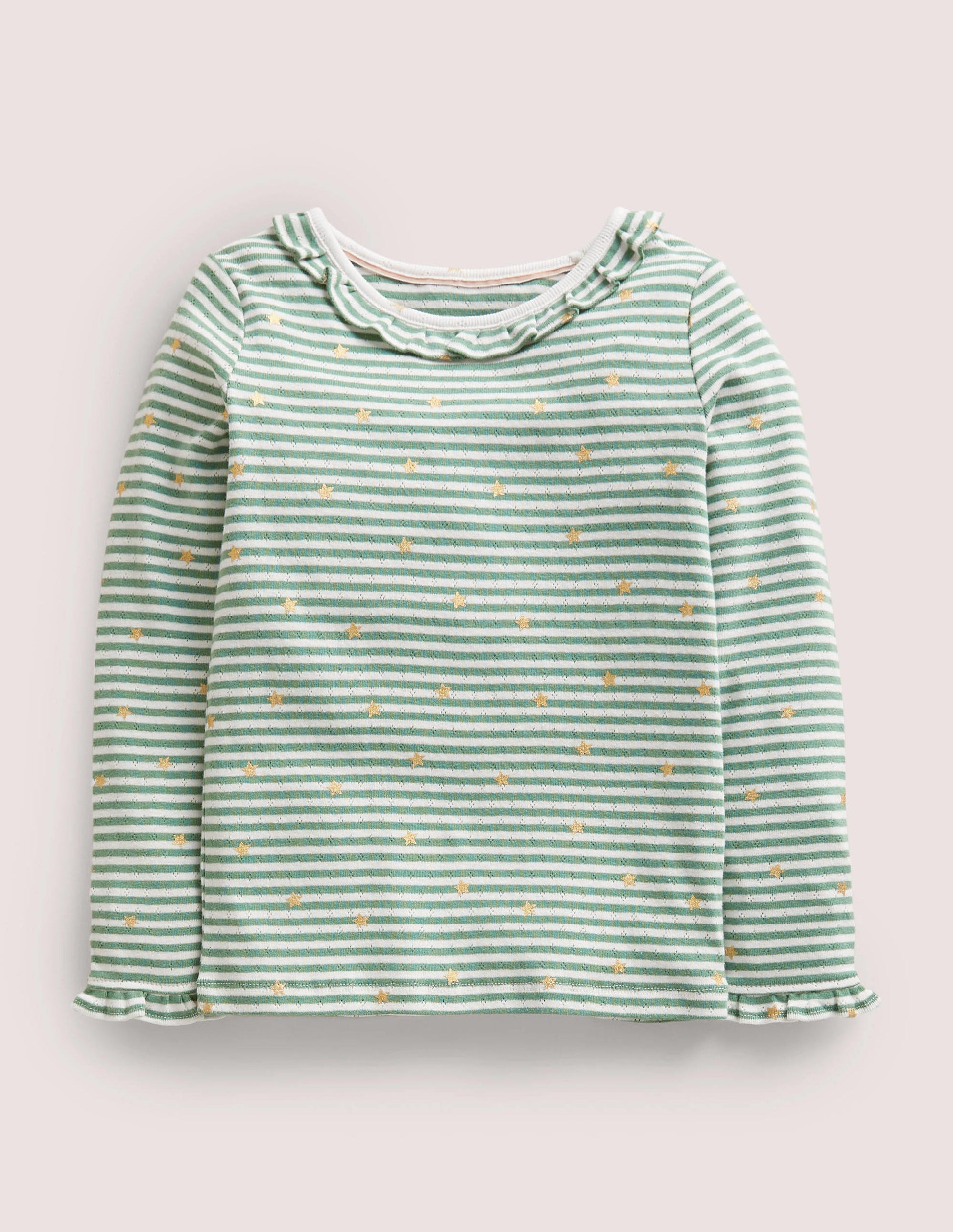 Sparkly Ruffle Pointelle Top-Ivory/Csarite Star-1