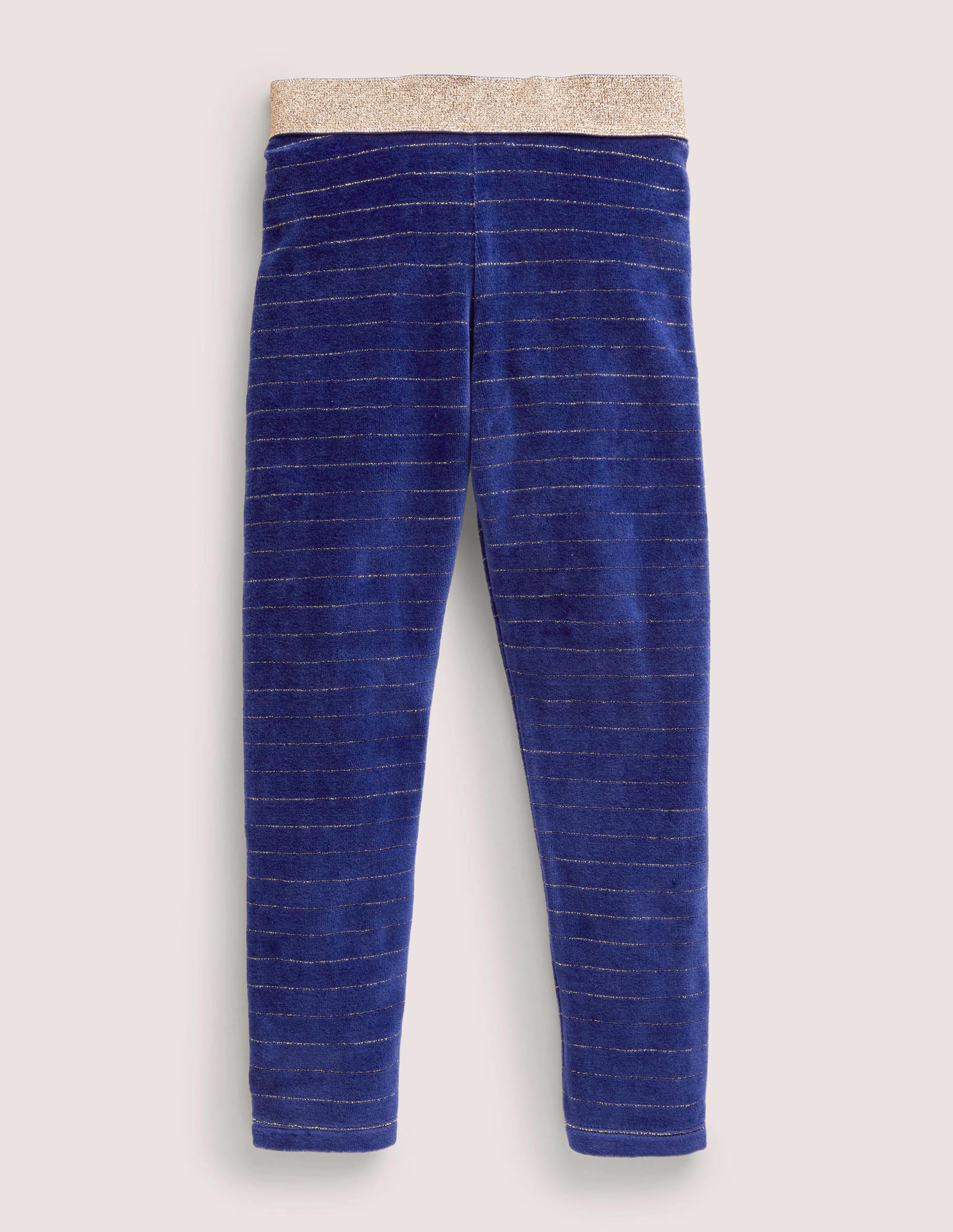 Sparkle Waist Velvet Leggings-Starboard Blue/Gold - Image 1