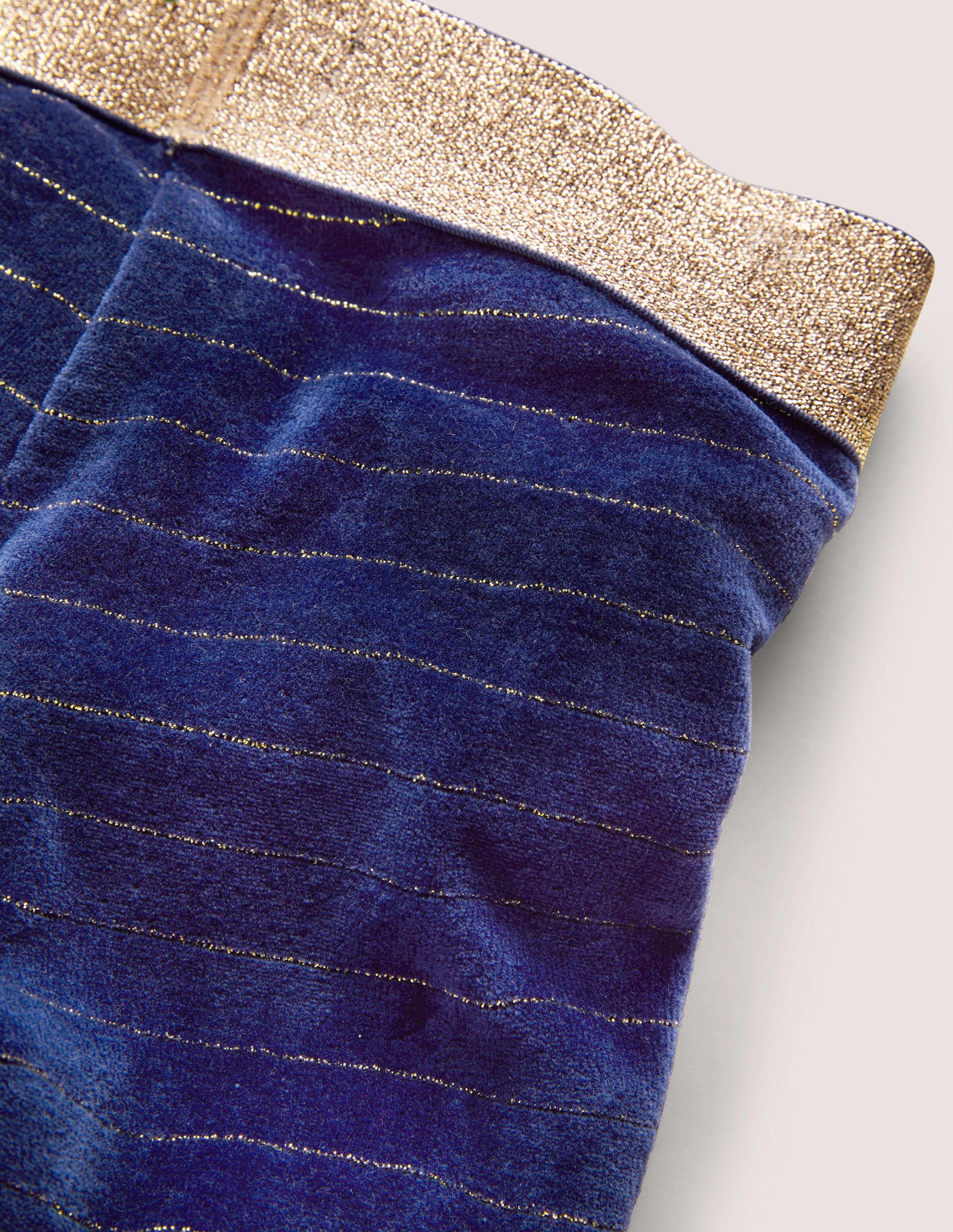 Sparkle Waist Velvet Leggings-Starboard Blue/Gold-3