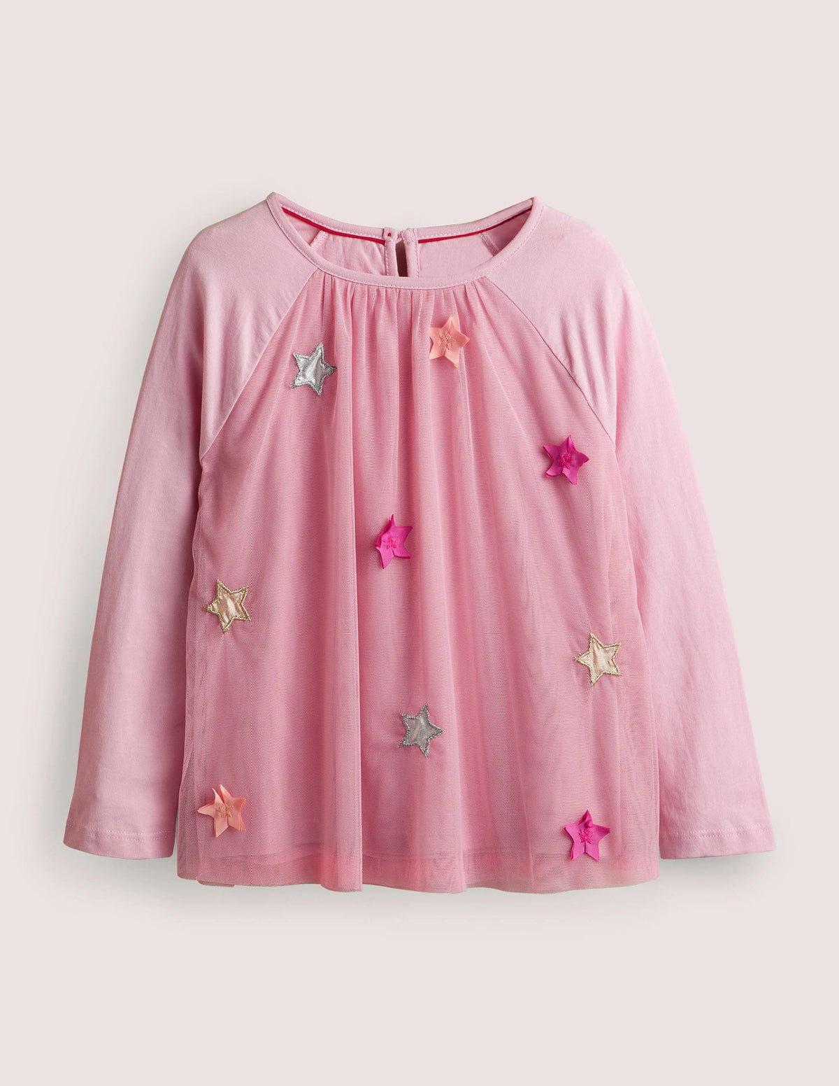 Appliqué Tulle Top-Cameo Pink Flutter Stars - Image 1