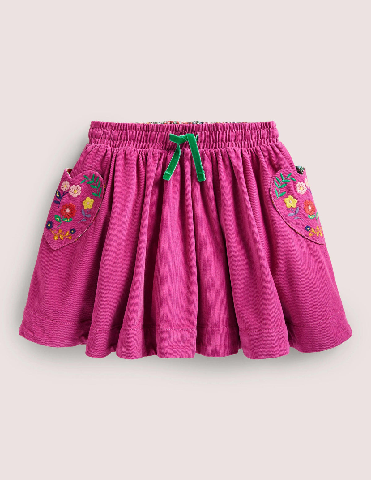 Embroidered Woven Twirly Skirt-Shocking Pink Embroidery - Image 1
