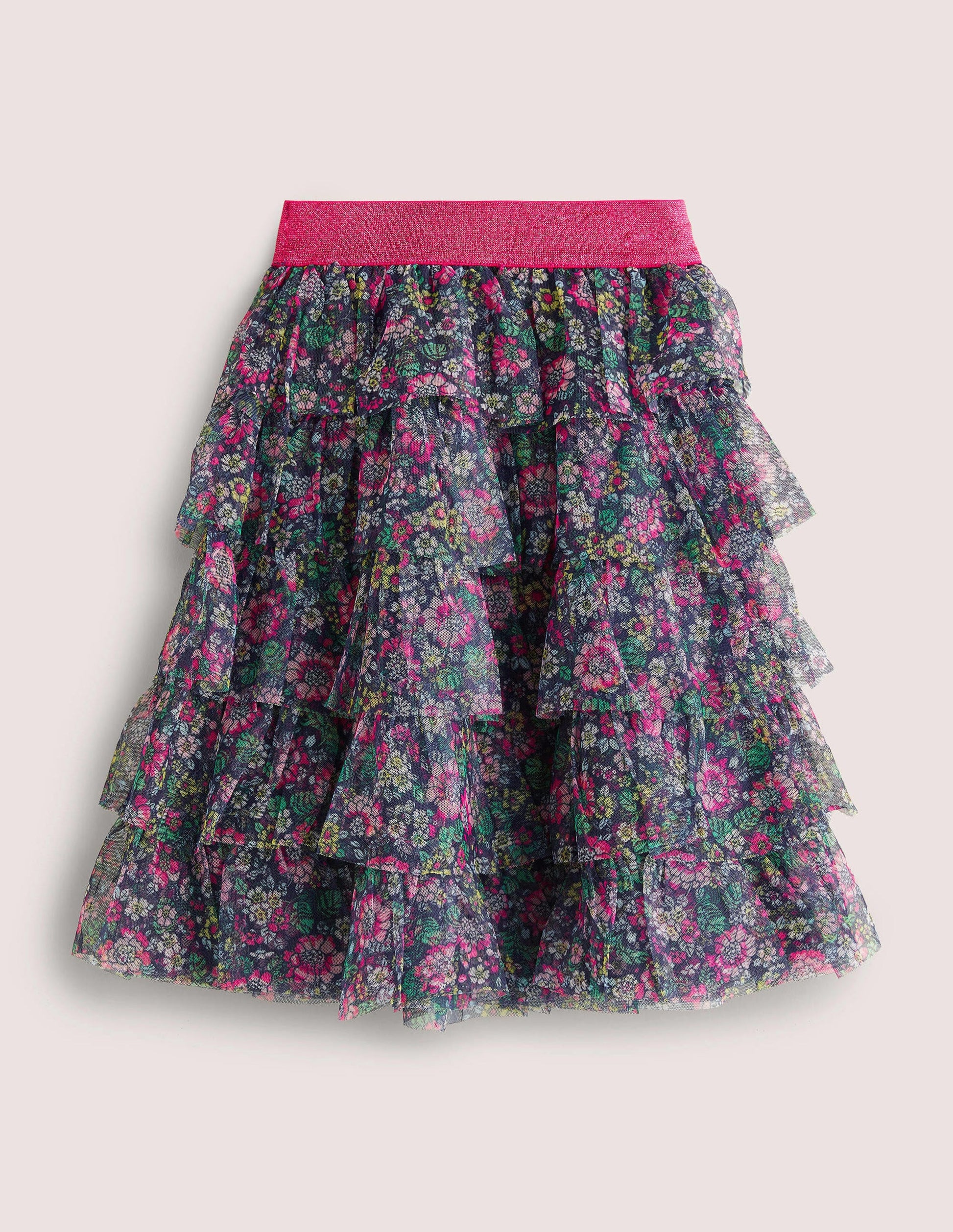 Tulle Midi Skirt-Starboard Blue Vintage Floral-2