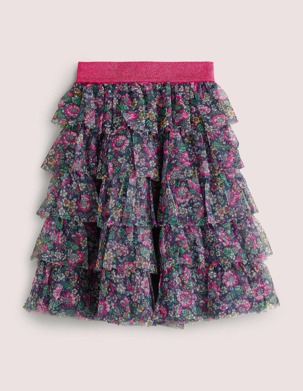 Tulle Midi Skirt-Starboard Blue Vintage Floral-1