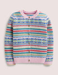Pink Fair Isle Cashmere Cardigan-Boto Pink, Multi Fair Isle