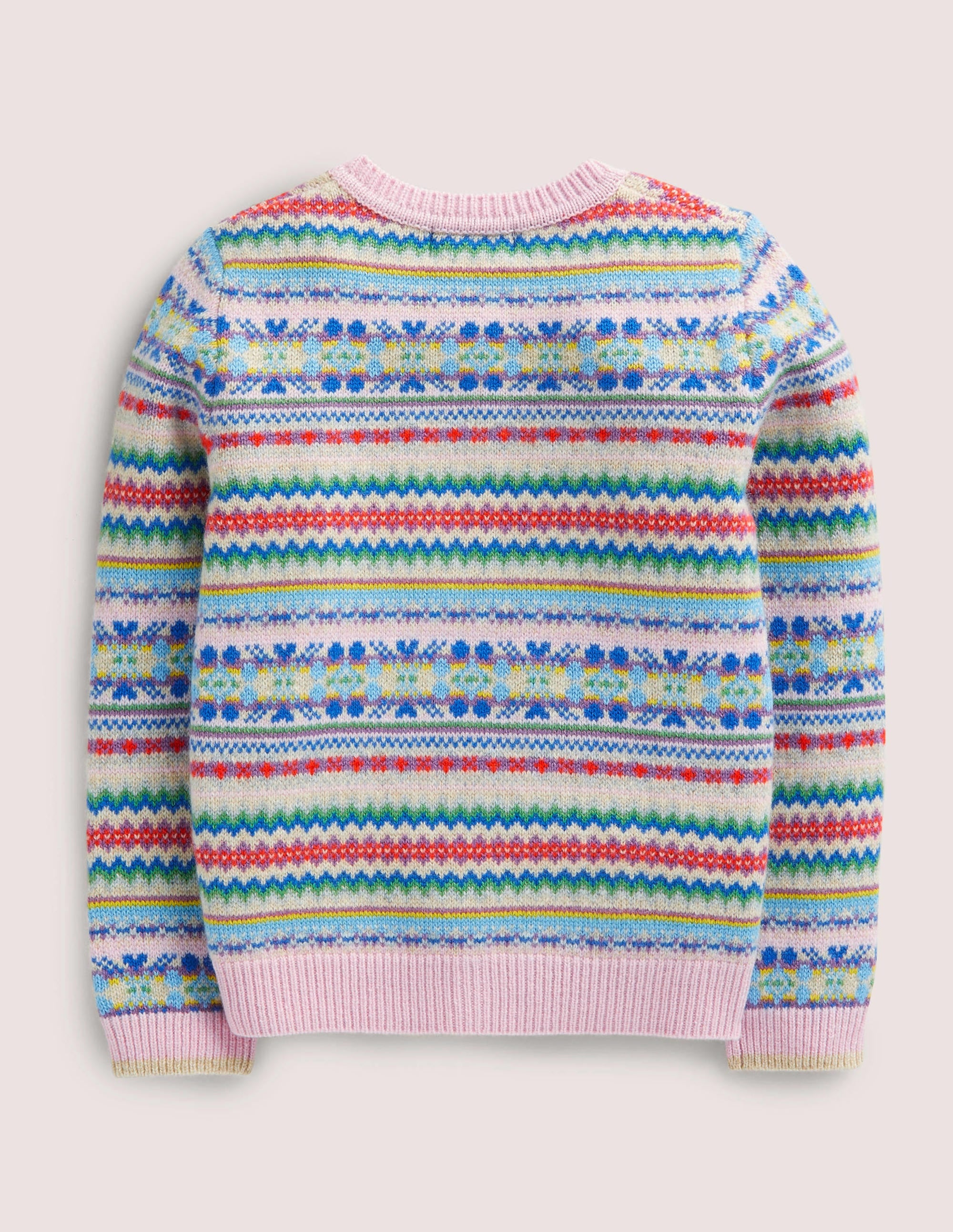 Pink Fair Isle Cashmere Cardigan-Boto Pink, Multi Fair Isle - Image 2