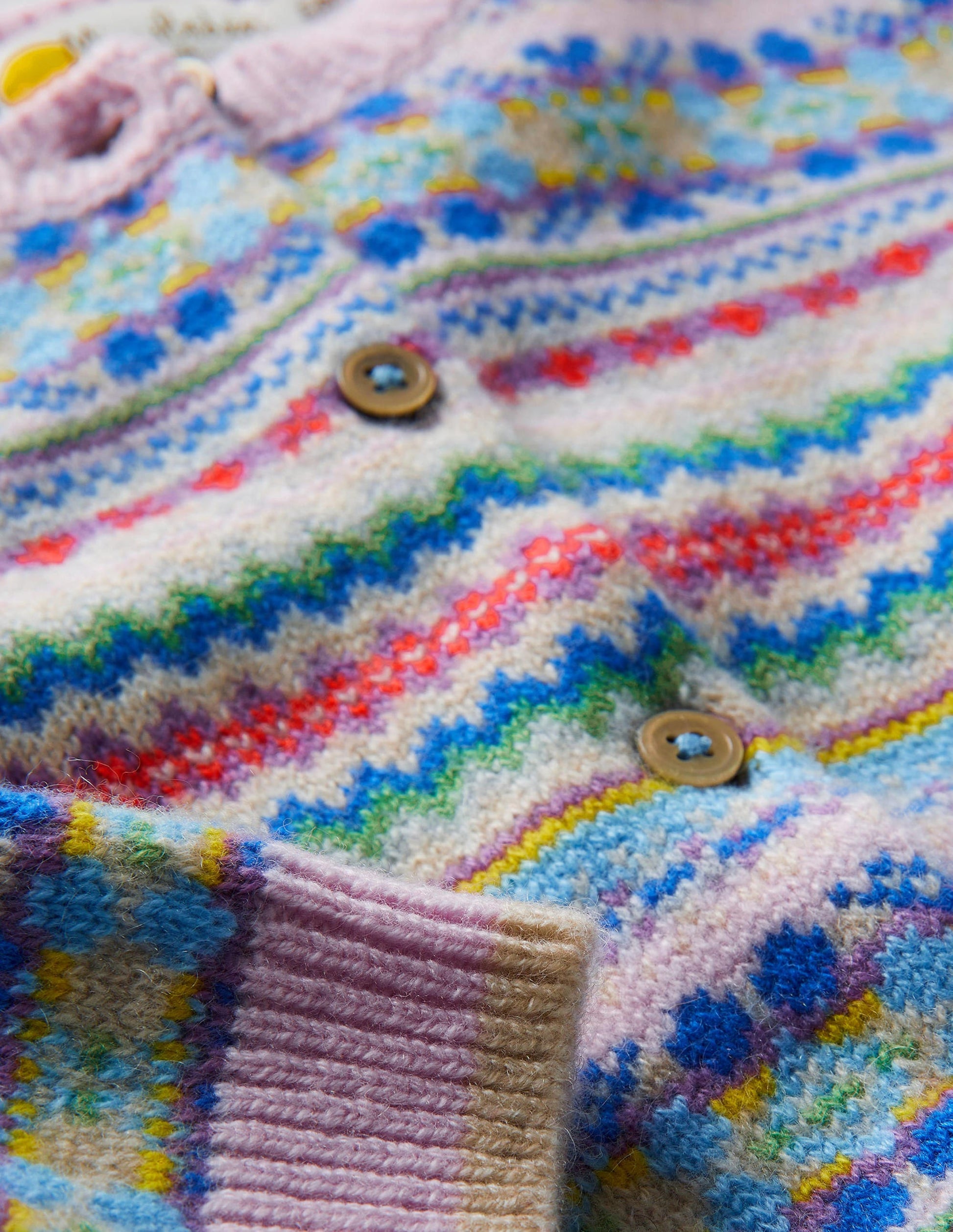 Pink Fair Isle Cashmere Cardigan-Boto Pink, Multi Fair Isle-3