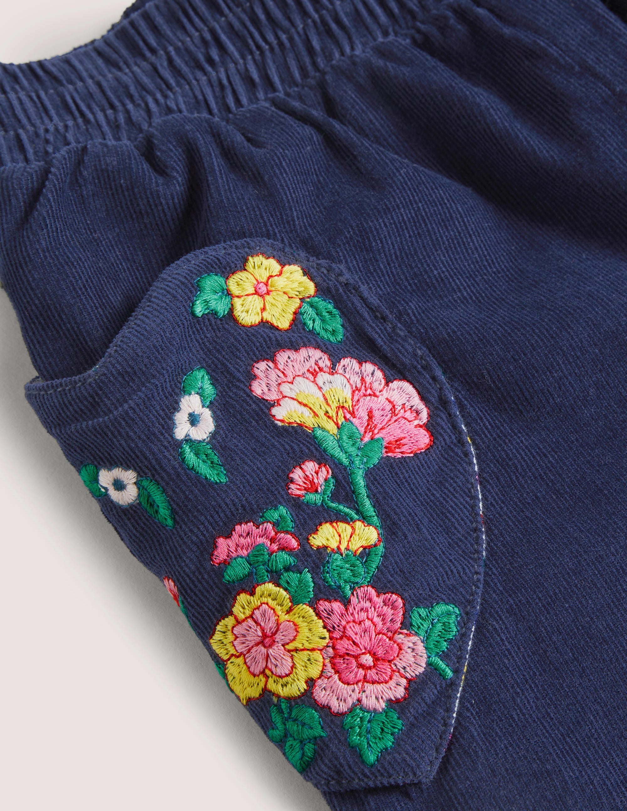 Lined Cord Pull-On Trousers-College Navy Embroidery - Image 3