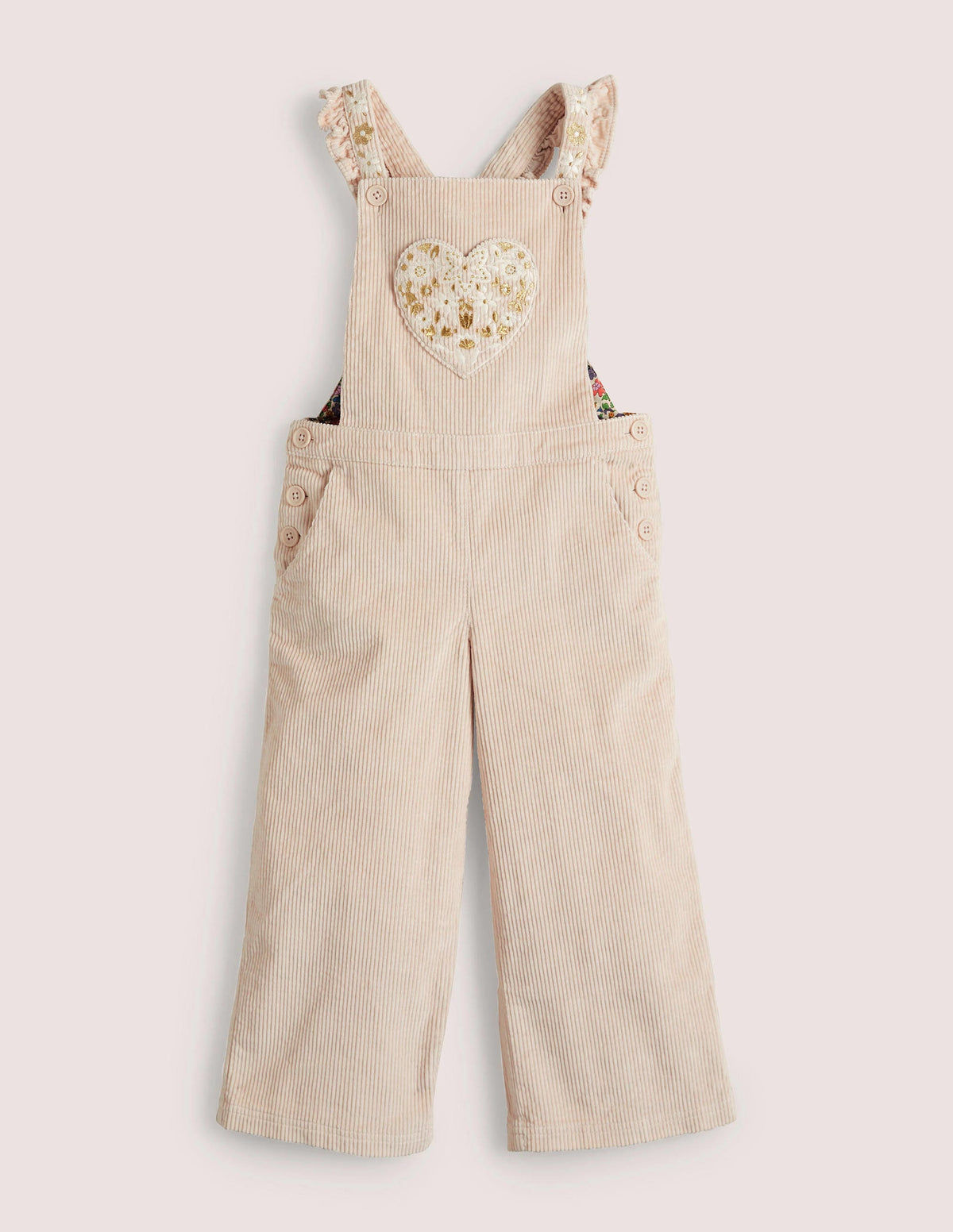 Heart Pocket Cord Dungarees-Sandpipper Pink - Image 1