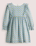 Frill Tiered Woven Dress-ivory pretty bud