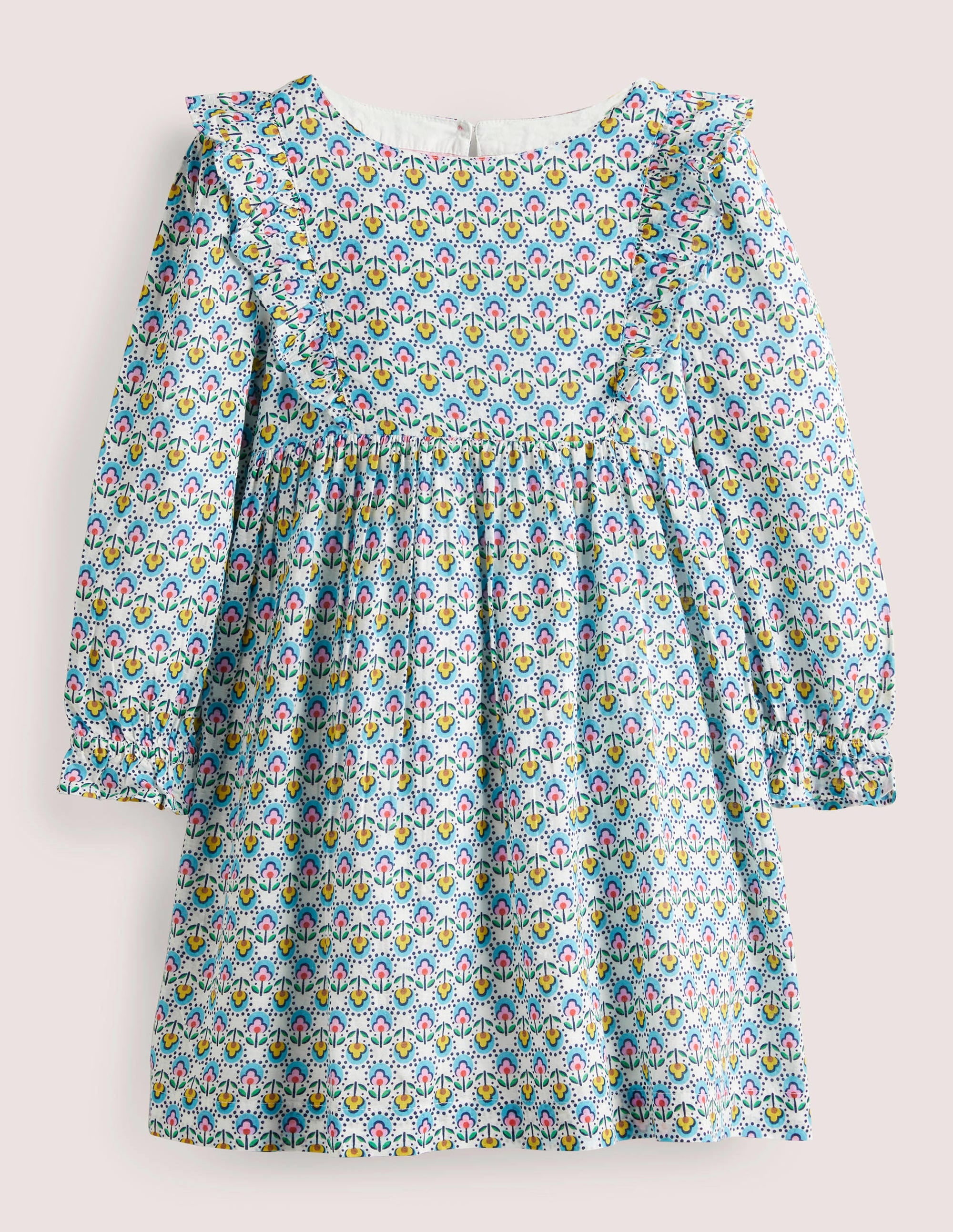 Frill Tiered Woven Dress-ivory pretty bud - Image 1