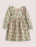 Pink Wildflower Frill Tiered Dress-Dusky pink wildflower