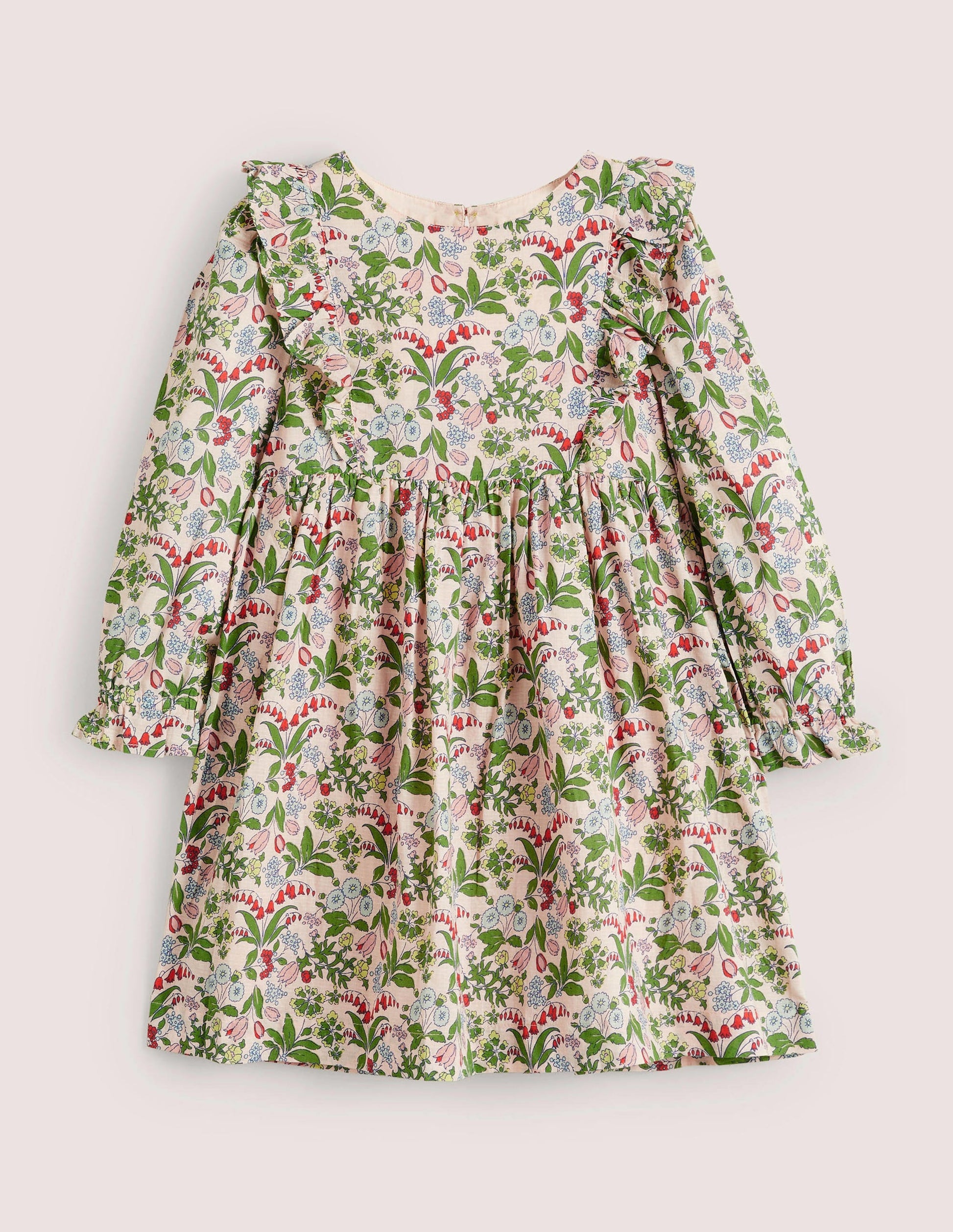 Pink Wildflower Frill Tiered Dress-Dusky pink wildflower-1