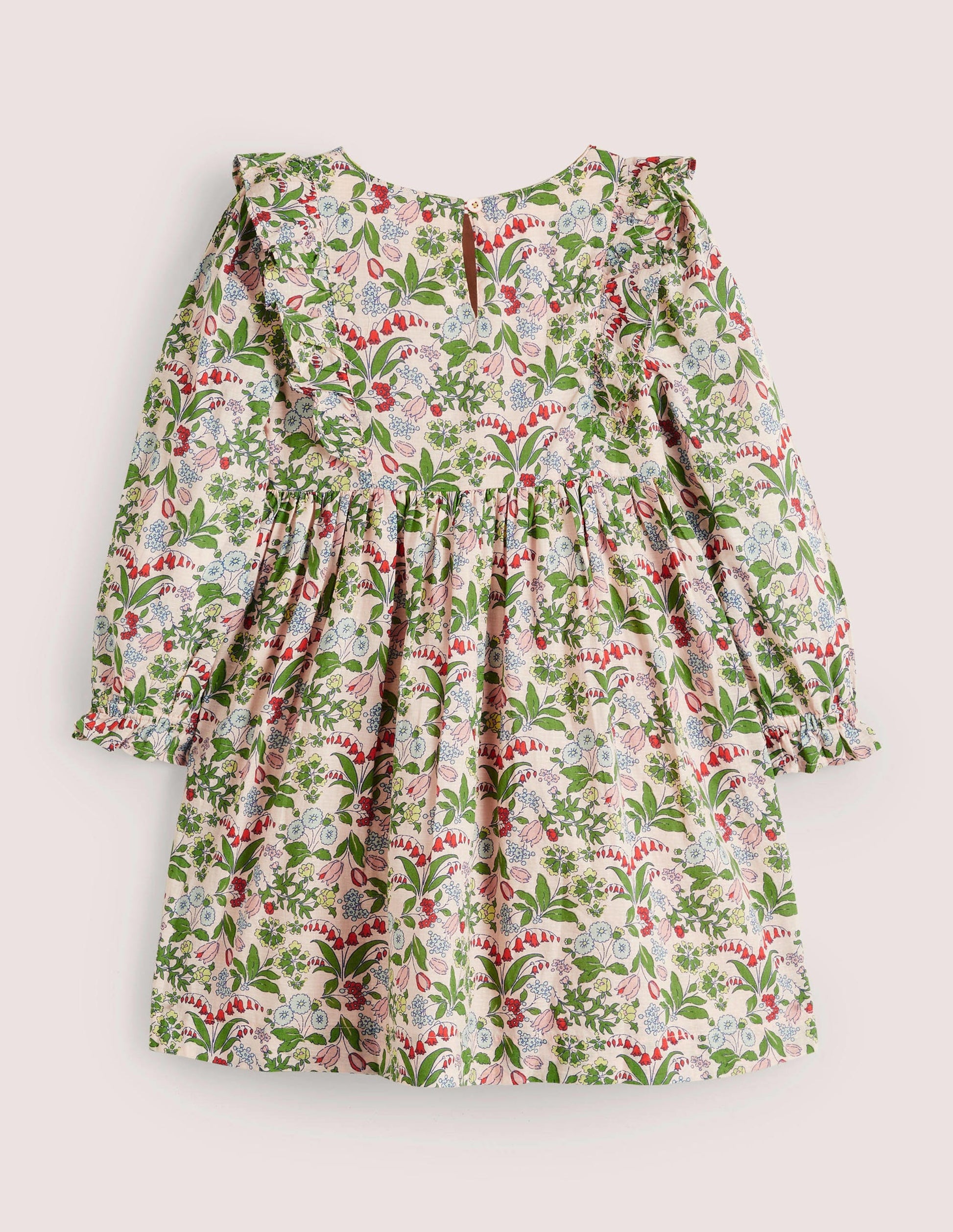 Pink Wildflower Frill Tiered Dress-Dusky pink wildflower-2