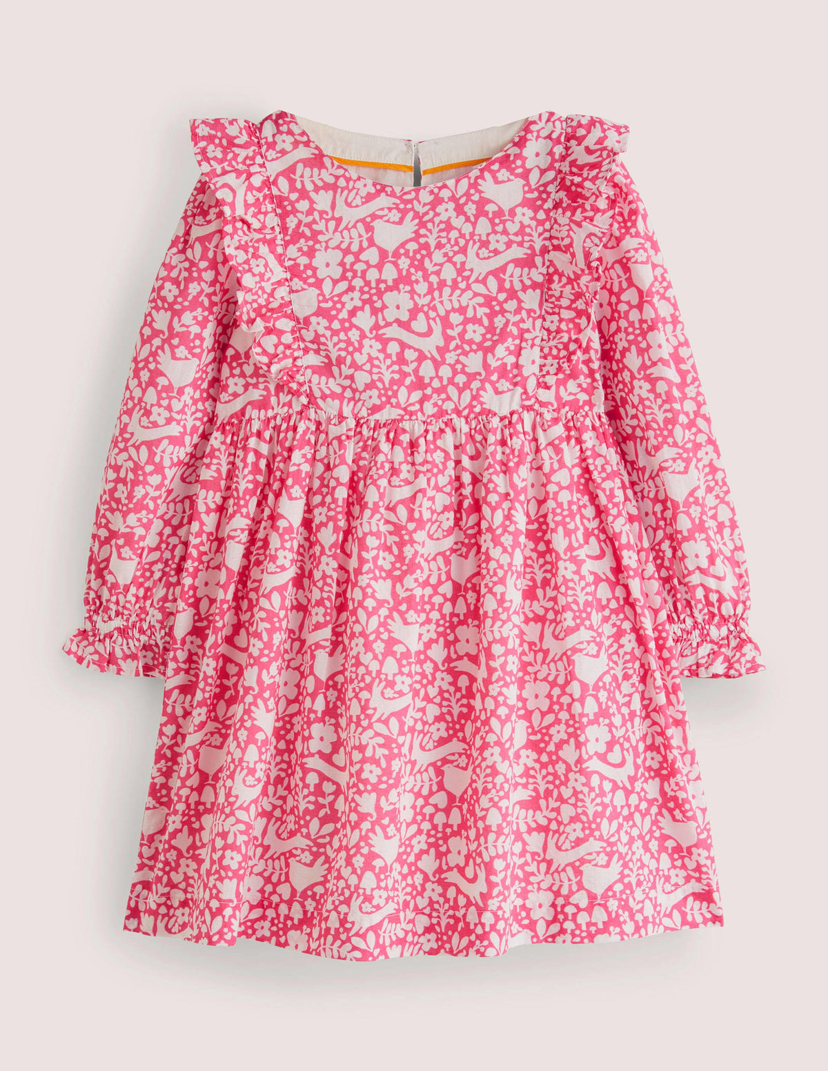 Frill Tiered Woven Dress-Pink Woodland Toile - Image 1