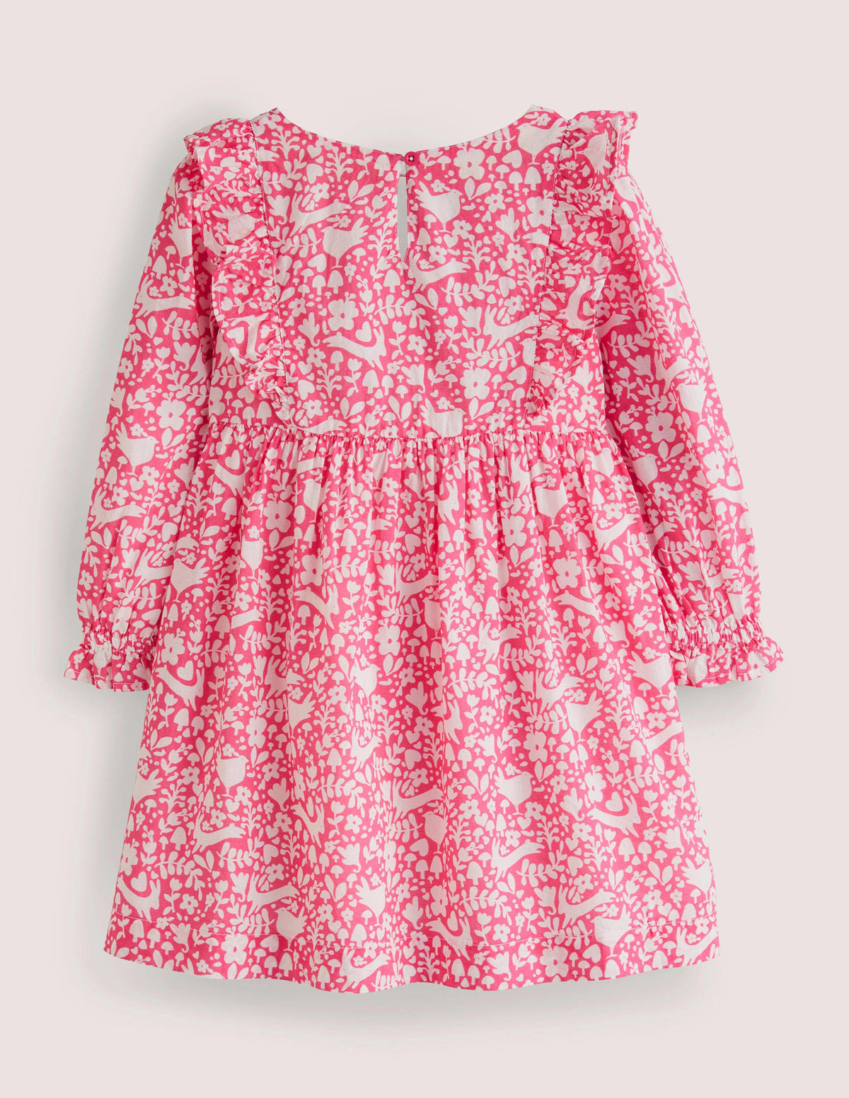 Frill Tiered Woven Dress-Pink Woodland Toile - Image 2