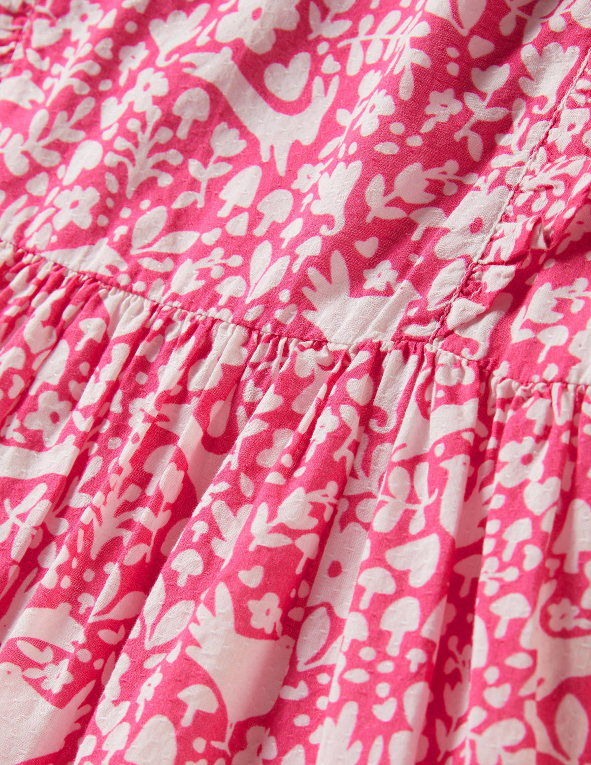 Frill Tiered Woven Dress-Pink Woodland Toile-3