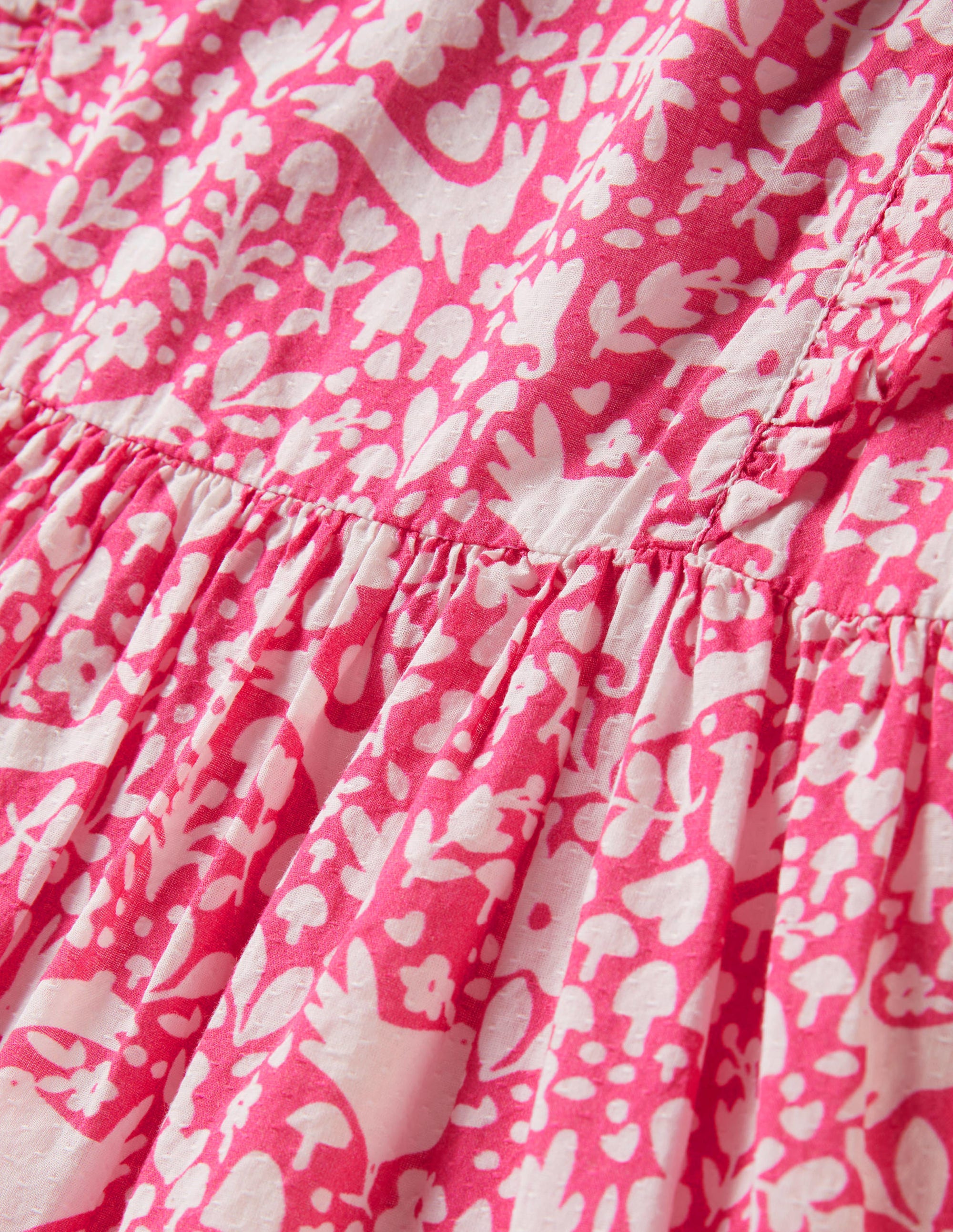Frill Tiered Woven Dress-Pink Woodland Toile - Image 3