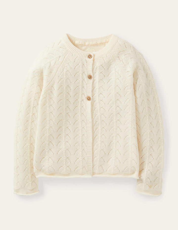 Cashmere Cardigan-Ecru Marl Cable