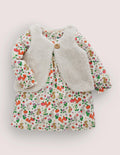 Dress and Gilet Set-Ivory Woodland Friends