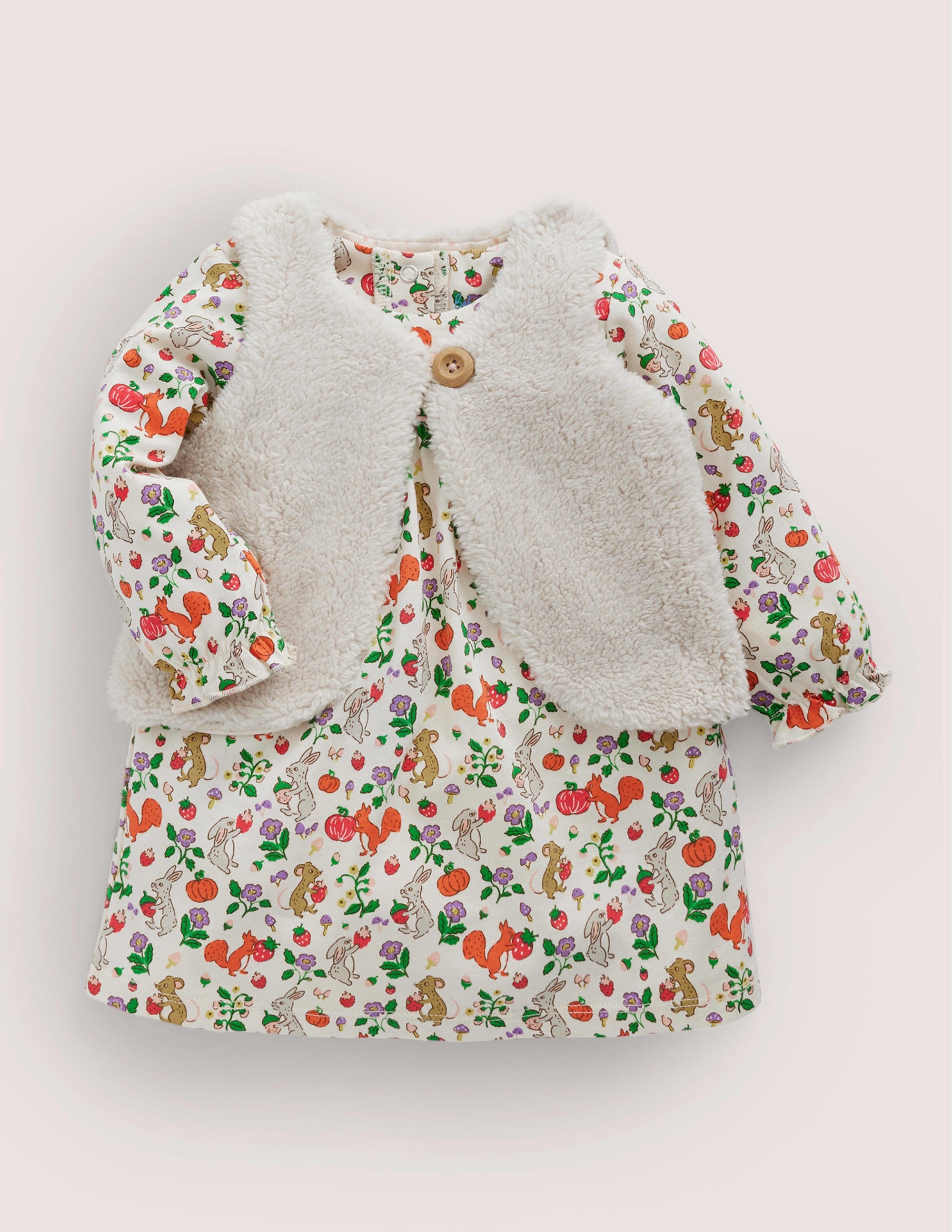 Dress and Gilet Set-Ivory Woodland Friends - Image 1
