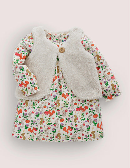 Dress and Gilet Set-Ivory Woodland Friends-1