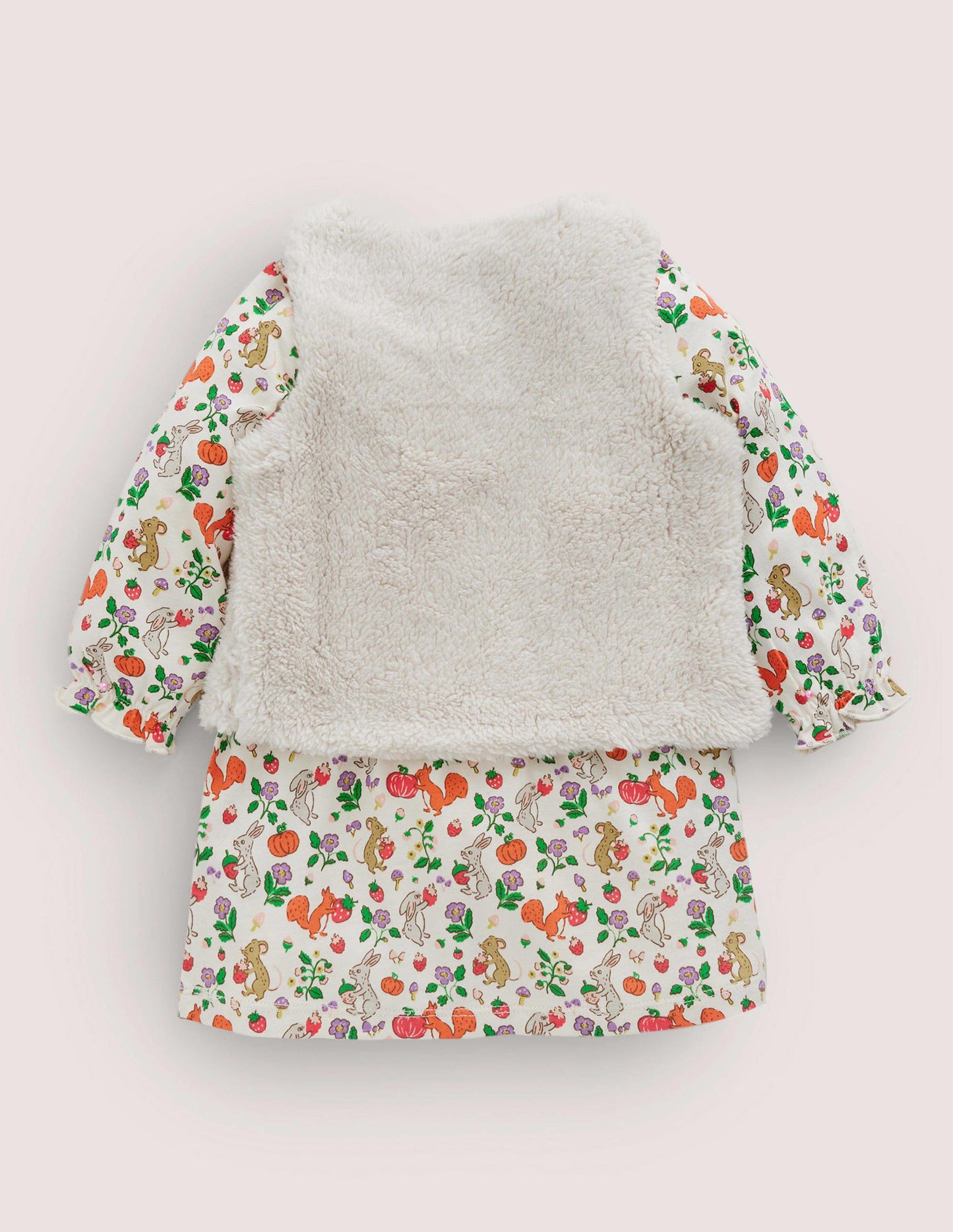 Dress and Gilet Set-Ivory Woodland Friends