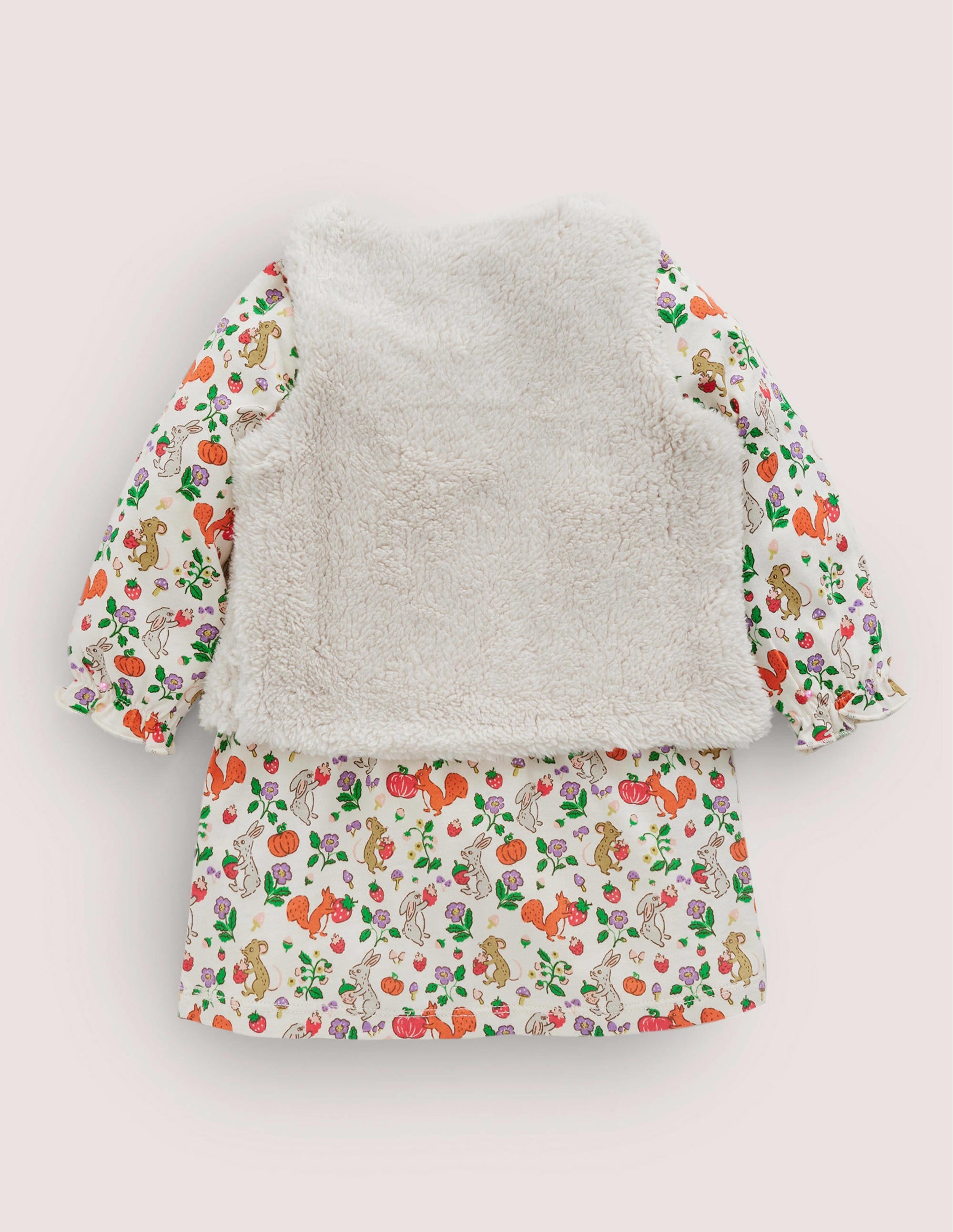 Dress and Gilet Set-Ivory Woodland Friends - Image 2